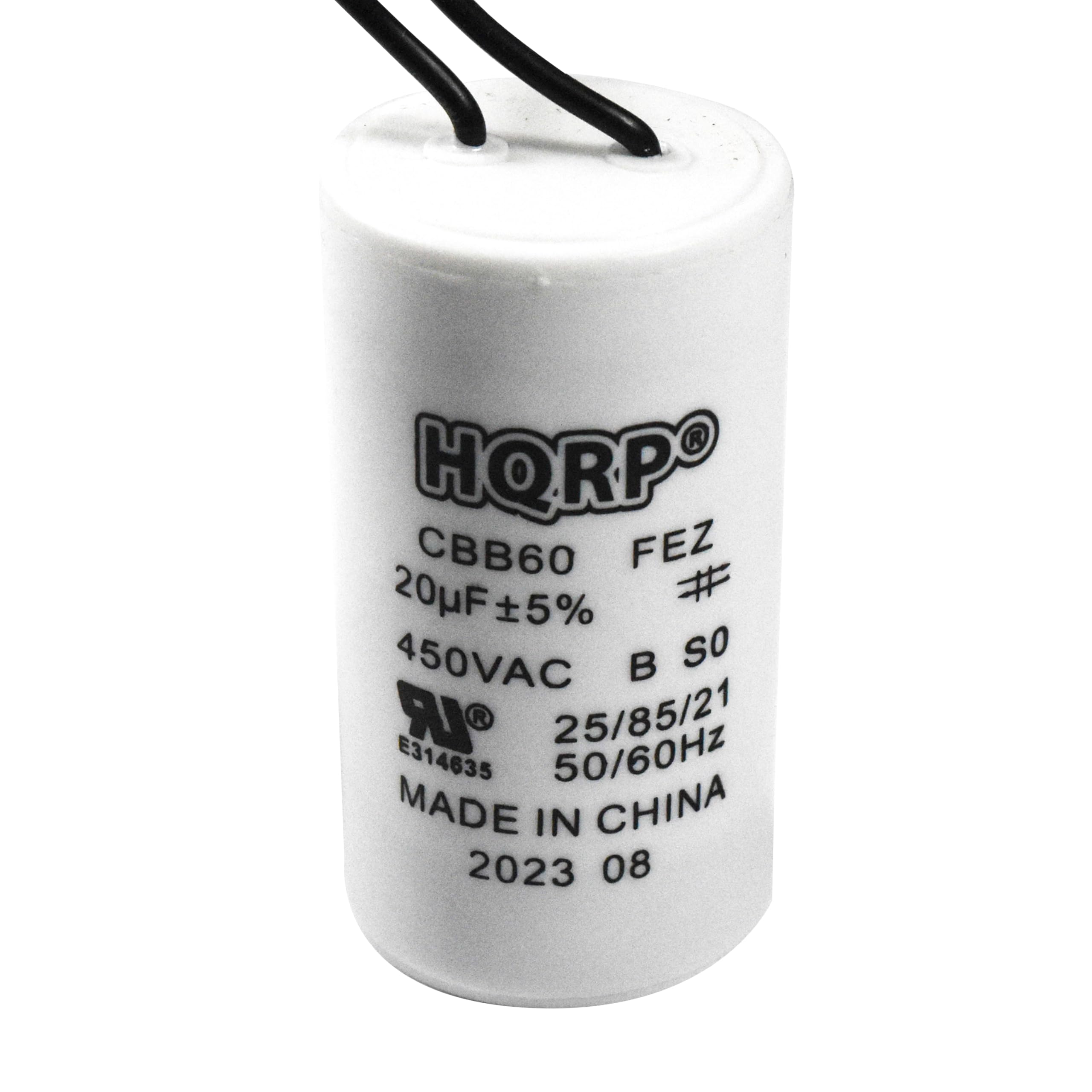 Hqrp 20Uf 450V Wire Lead Cylinder Motor Run Capacitor Compatible With Ac Electric Motor Start Hvac Blower Compressor Pump Electr