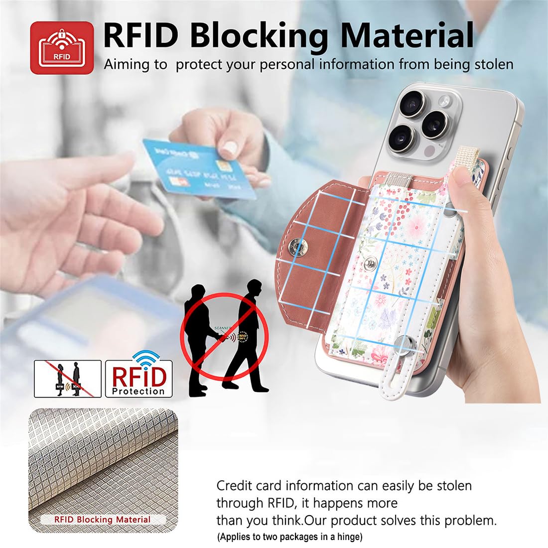 For Magsafe Wallet,Magnetic Wallet For Iphone 12-16 Series,Ultra-Slim Card Holder With Movable Leather Strap-Stand,Hold 2 Cards,