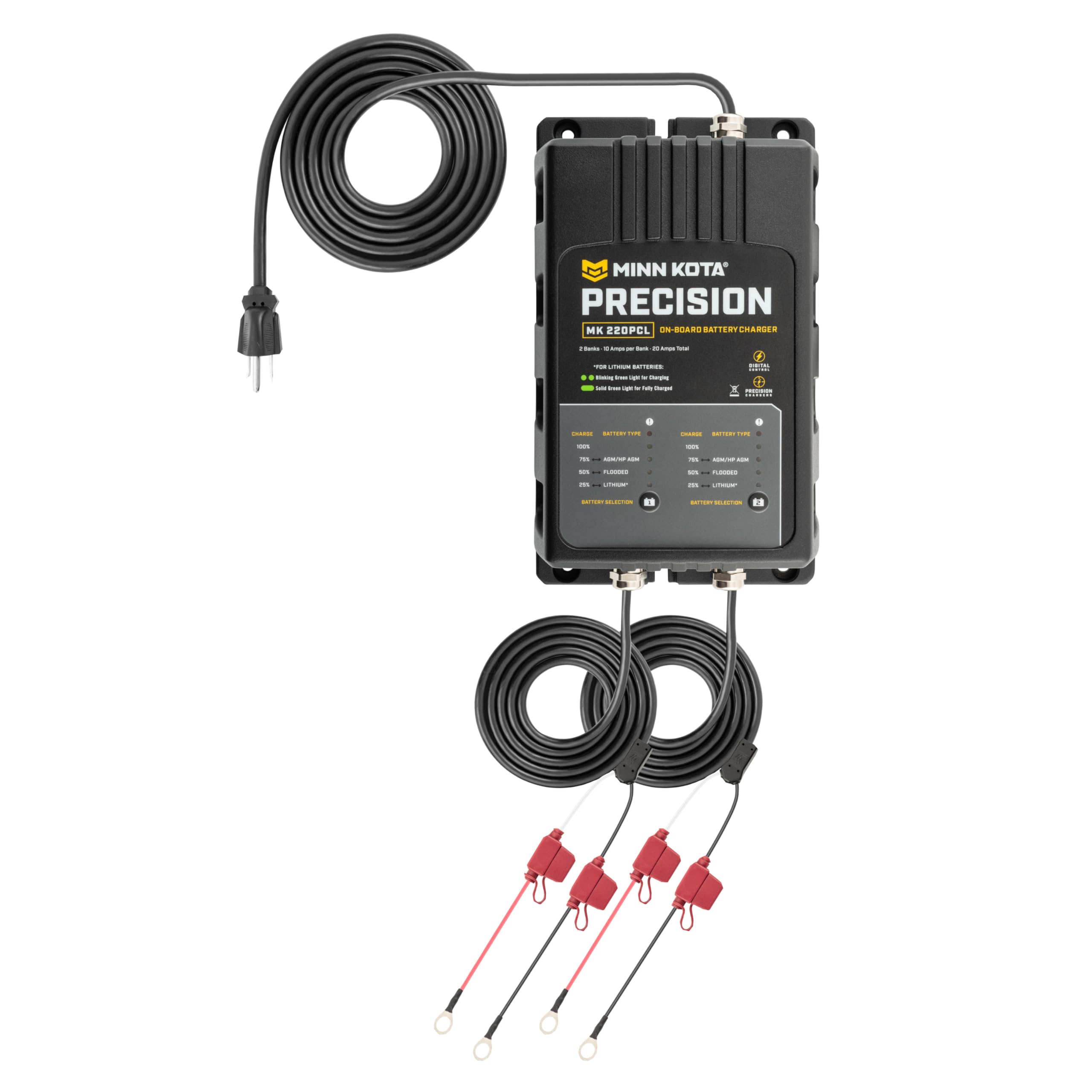 Minn Kota 1832201 Mk 220 Pcl Precision On Board Marine Charger 2 Bank X 10 Amps