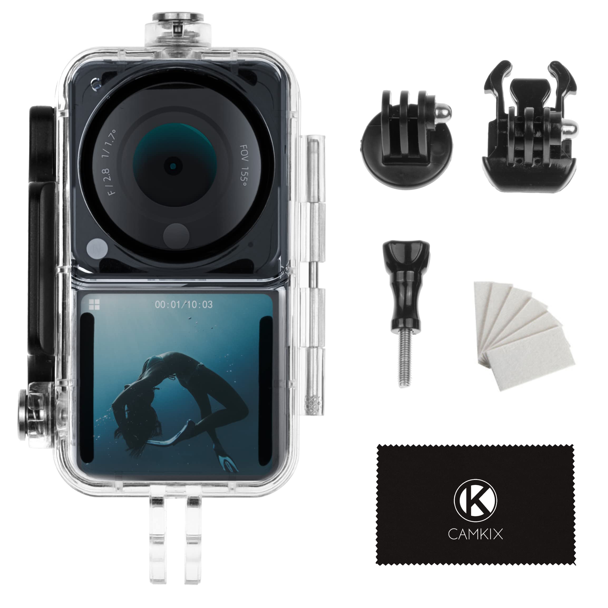 Camkix Waterproof Case Compatible With Dji Action 2 Power Combo Or Dji Action 2 Dual Screen Combo  Transparent   Protects Up To