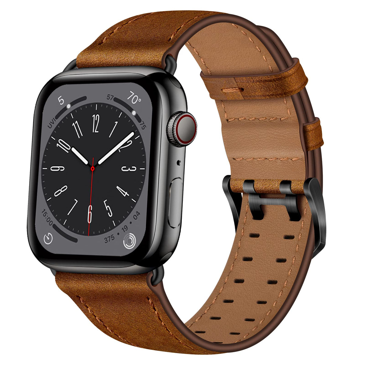 Ouheng Leather Band Compatible With Apple Watch Band 49Mm 45Mm 44Mm 42Mm, Genuine Leather Replacement Band Strap Wristband For I
