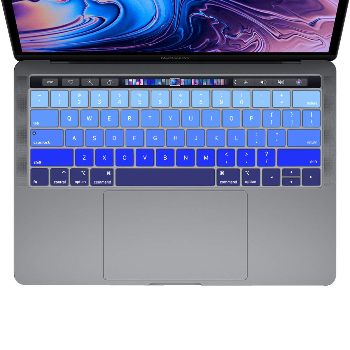 Proelife Blue Gradient Keyboard Cover Ultra Thin Keyboard Protector Skin For Macbook Pro With Touch Bar 13 Inch 15 Inch (Model A