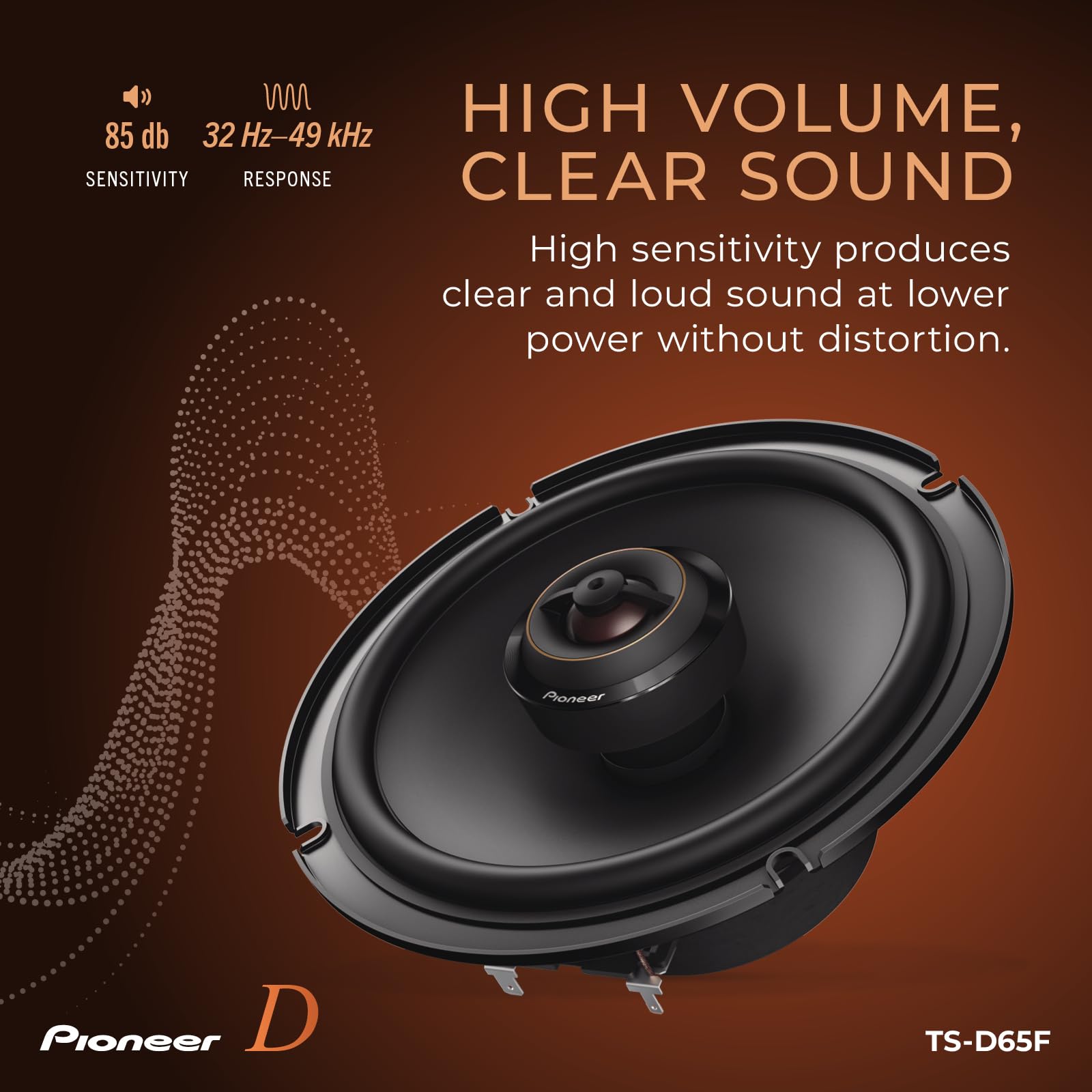 Pioneer Ts-D65F 2-Way Car Audio Speakers, Full Range, Clear Sound Quality, Easy Installation And Enhanced Bass Response, 6.5