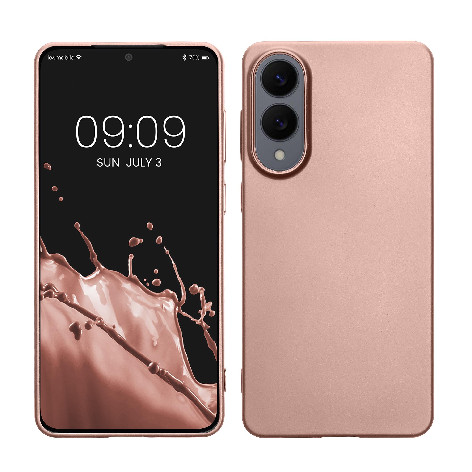 kwmobile Case Compatible with Samsung Galaxy S25 Edge Case - Soft Slim Metallic TPU Silicone Cover - Metallic Rose Gold