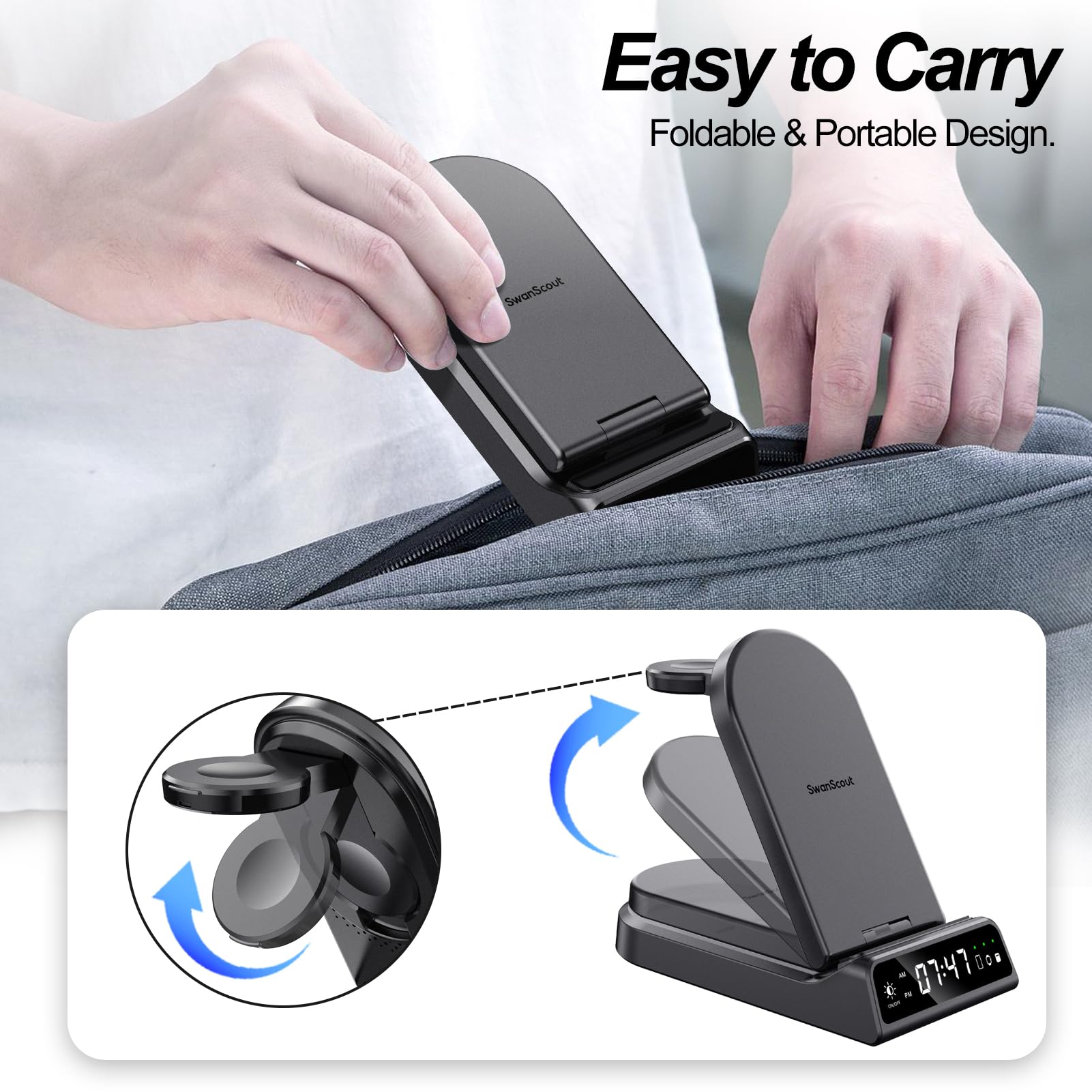 Swanscout 702G Wireless Charger For Google Pixel Watch 1 & Galaxy Watch Ultra/7/6/5/4, Pixel Buds Pro 2