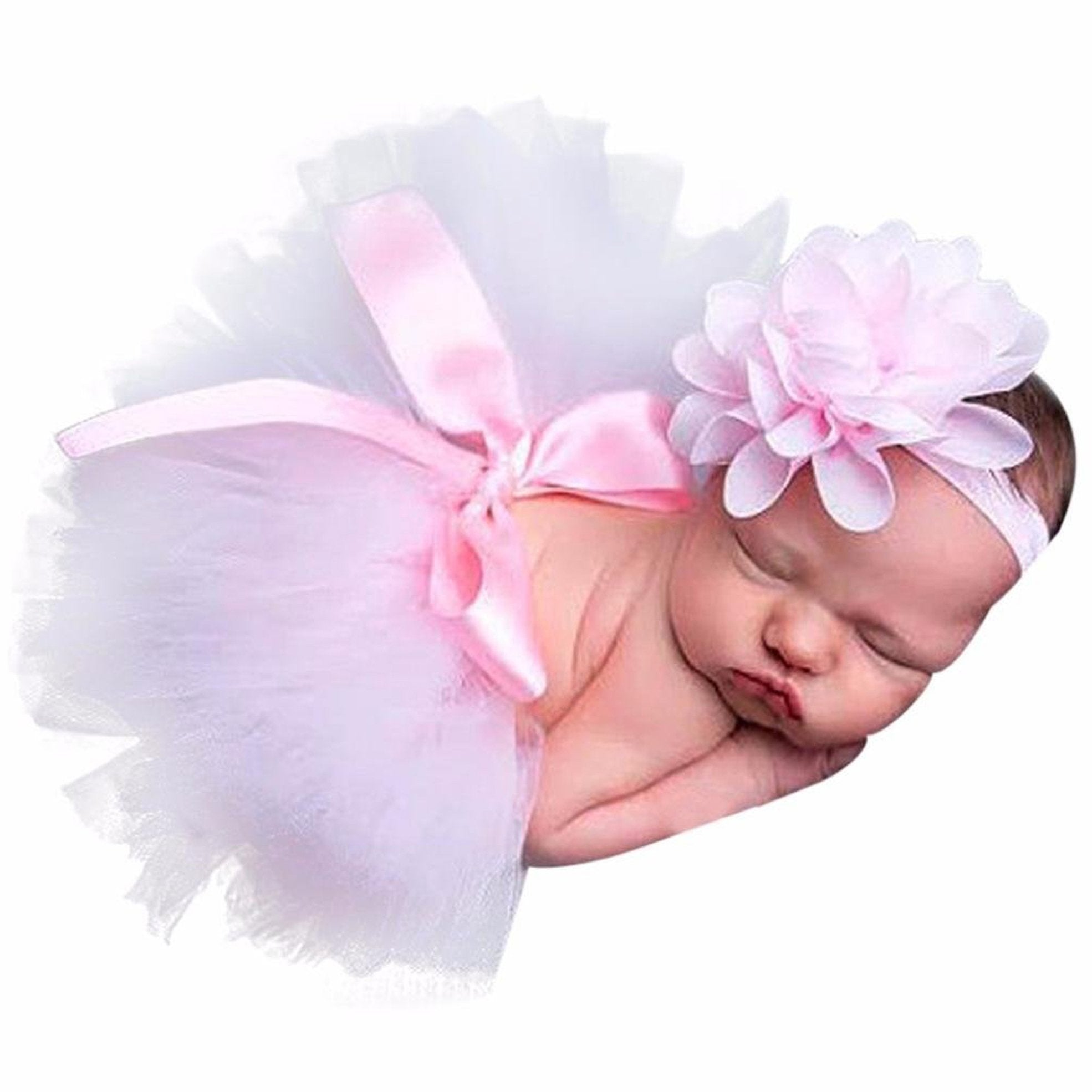 Blingkingdom Newborn Baby Girls Photo Photography Prop Tutu Skirt Dress Headband 0 4 Month (Pink)