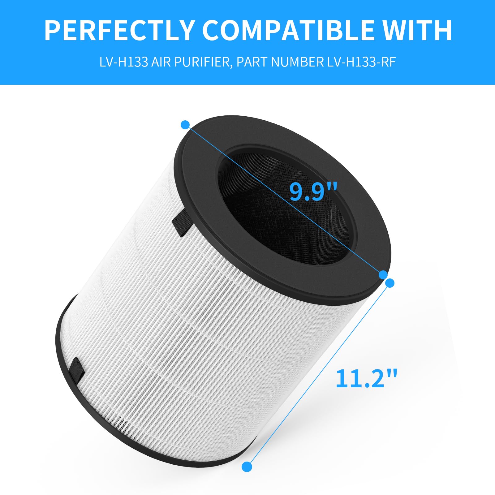 Gokbny 2 Pack Lv H133 Hepa Replacement Filter Compatible With Lv H133 Purifier, Part Number Lv H133 Rf, 3 In 1 Filtration System