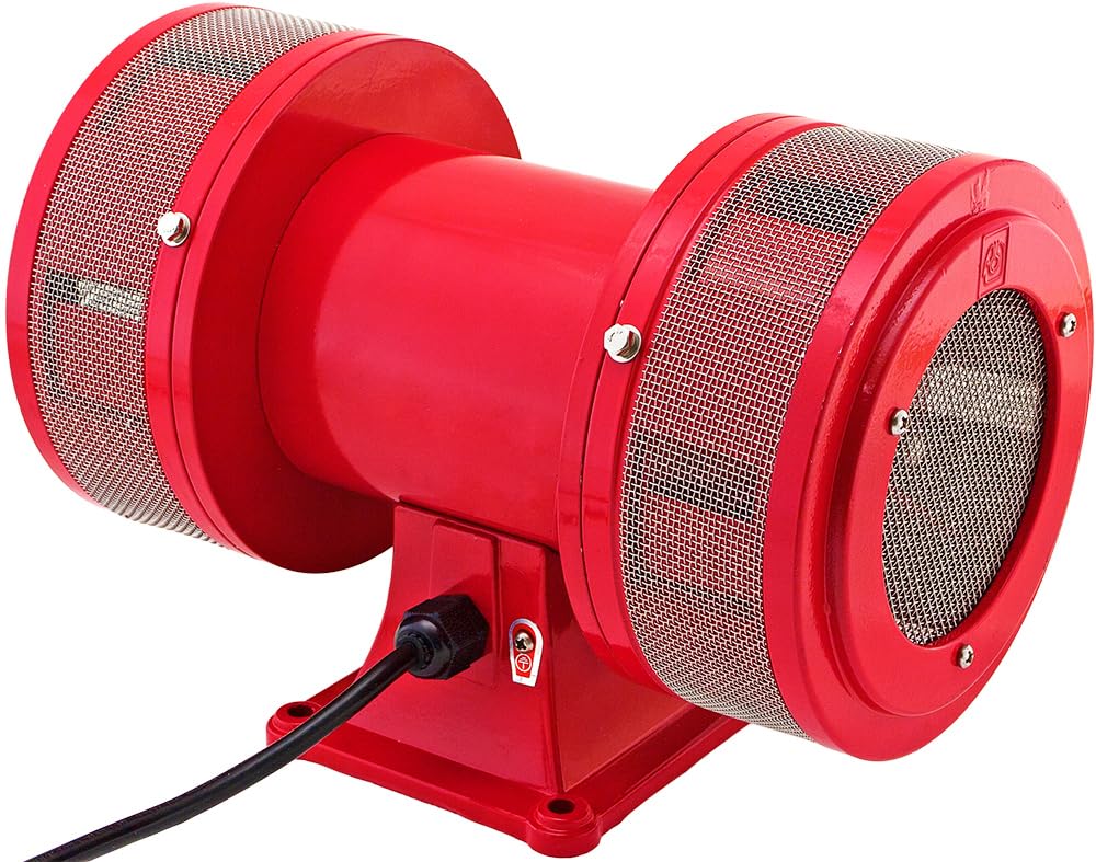 Vixen Horns Extra Loud Air Raid Siren   Industrial Alarm Heavy Duty Electric Motor 120V, Fire Tornado Siren Horn (Omnidirectional, 125 Db, Range 2600 Ft)