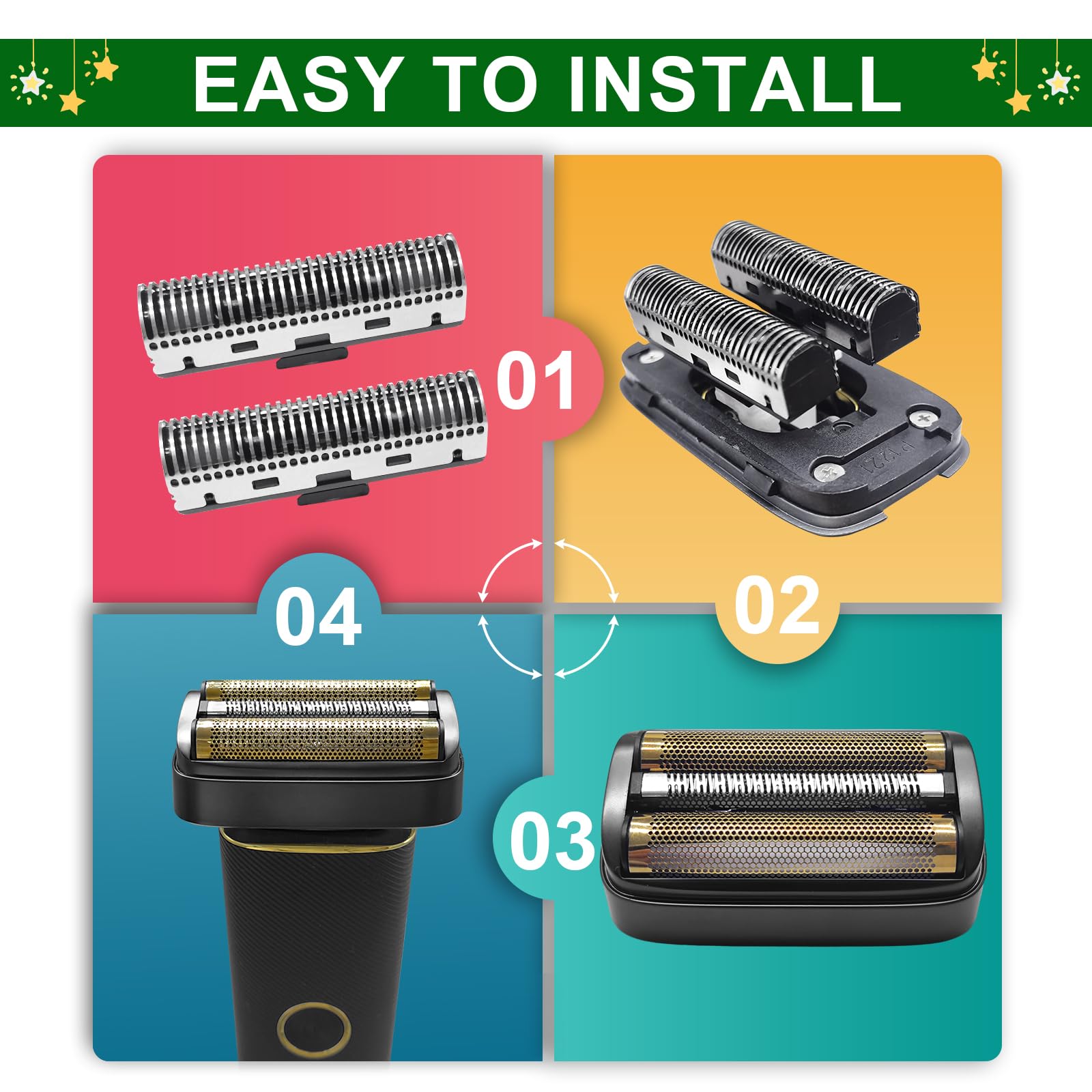 Shaver Replacement Foil And Inner Cutters Compatible With Andis 17300 Resurge Electric Shaver,Black (1 Pack)