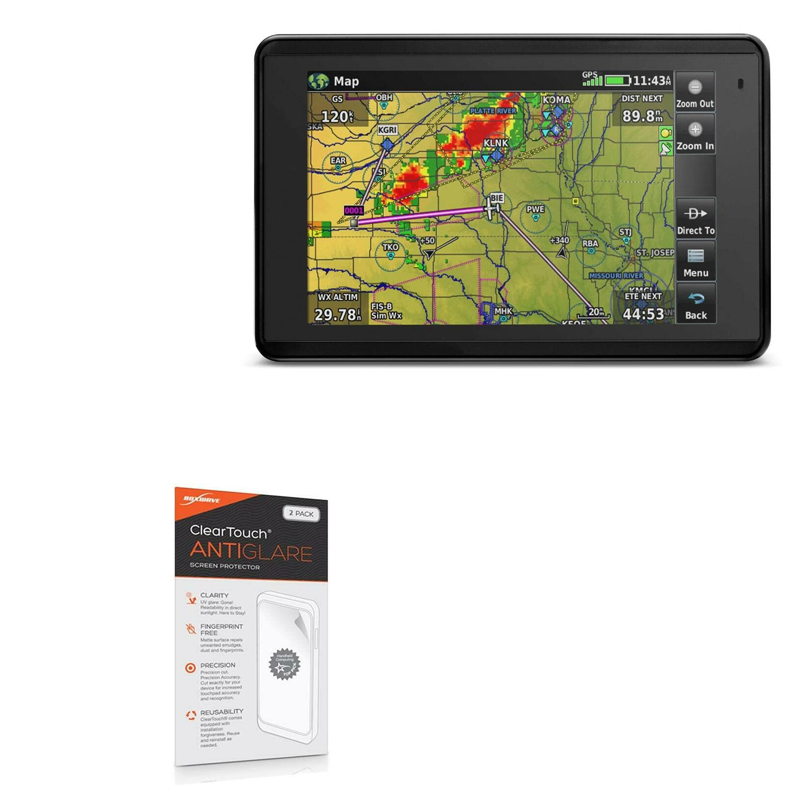 Boxwave Screen Protector Compatible With Garmin Aera 660   Cleartouch Anti Glare (2 Pack), Anti Fingerprint Matte Film Skin For