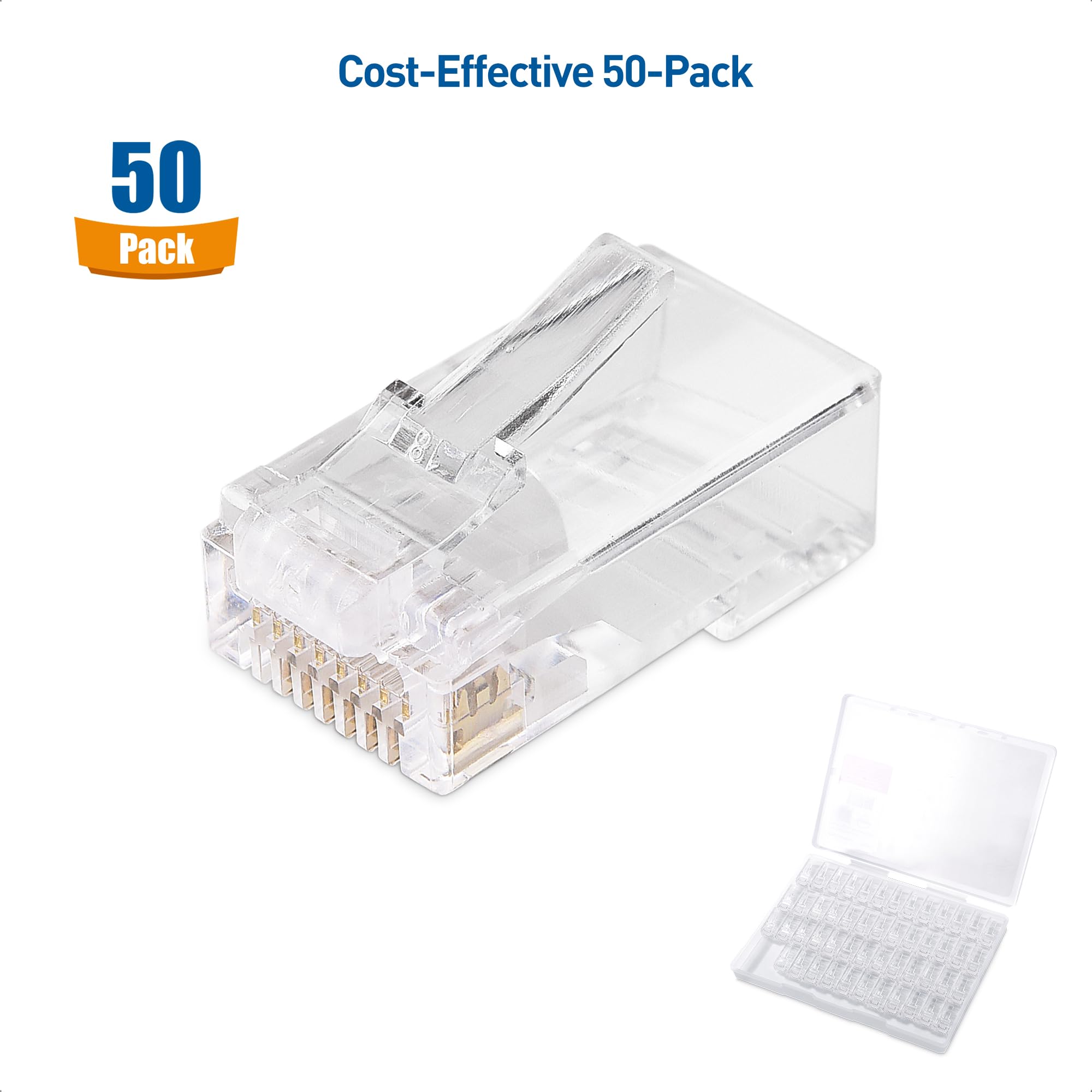 Cable Matters 50 Pack Cat 6 Pass Through Rj45 Connectors (Cat 6 Ends / Cat6 Connector / Rj45 Modular Plugs/Ethernet Plugs/Networ