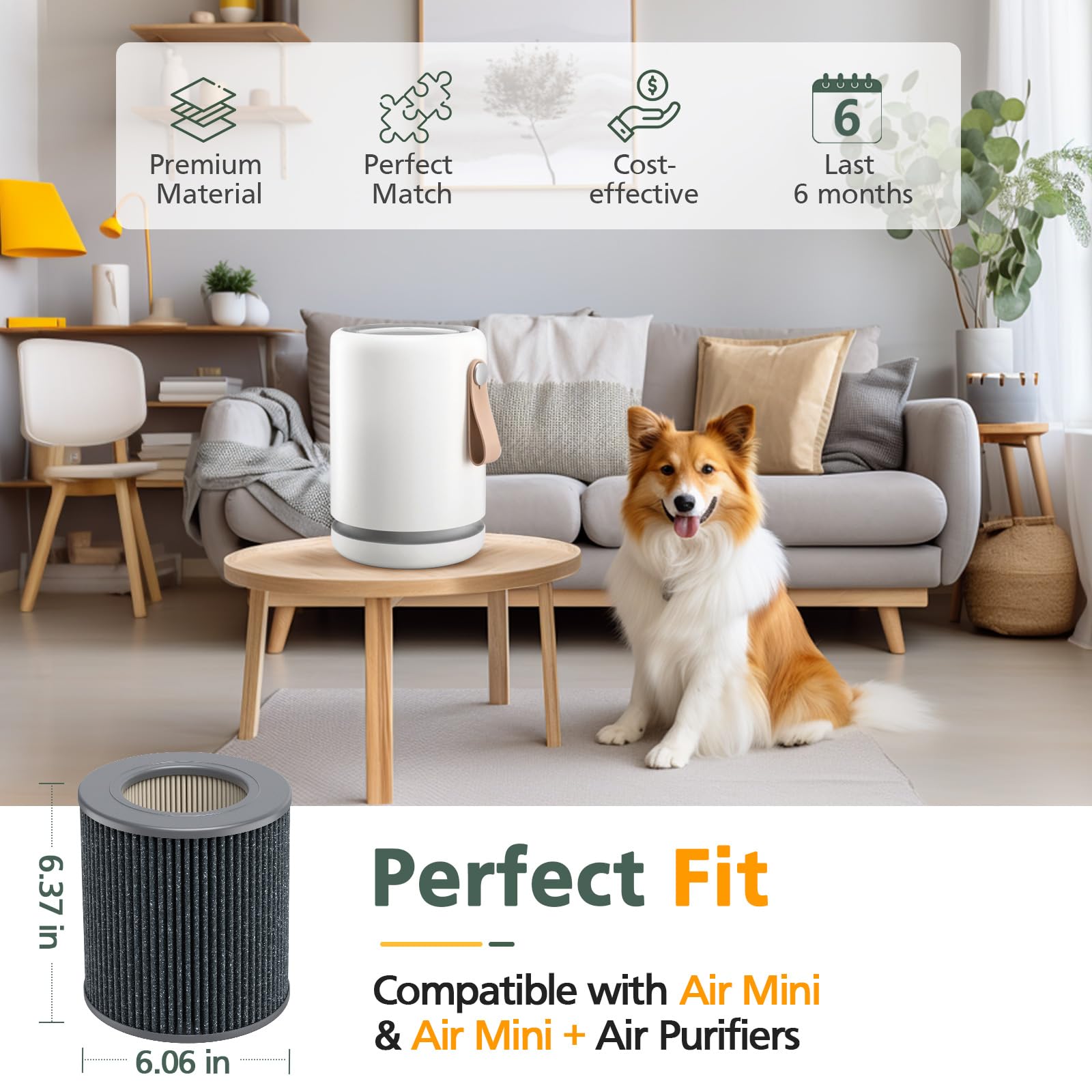 2 Pack Air Mini Peco Hepa Replacement Filters Compatible With Moleku Le Tri Power Air Mini And Air Mini + Air Purifiers, 3 In 1