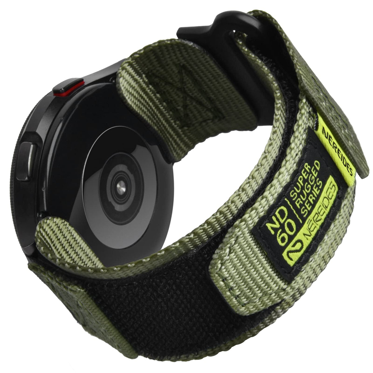 Nereides Band Compatible With Samsung Galaxy Watch 6 Classic 47Mm 43Mm/ 5 Pro 45Mm/ 6 5 4 44Mm 40Mm/ 4 Classic 46Mm 42Mm, 20Mm Rugged Nylon Woven Loop Sports Strap (L, Army Green)