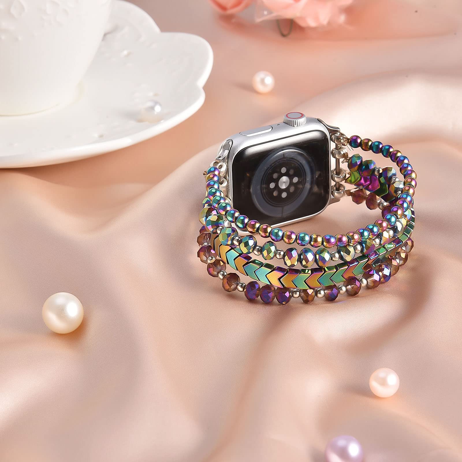 Mofree Beaded Bracelet Compatible With Apple Watch Band 40Mm/38Mm/41Mm/42Mm(Series 10) 9/8/7/Se/6/5/4/3/2/1 Women Fashion Handma