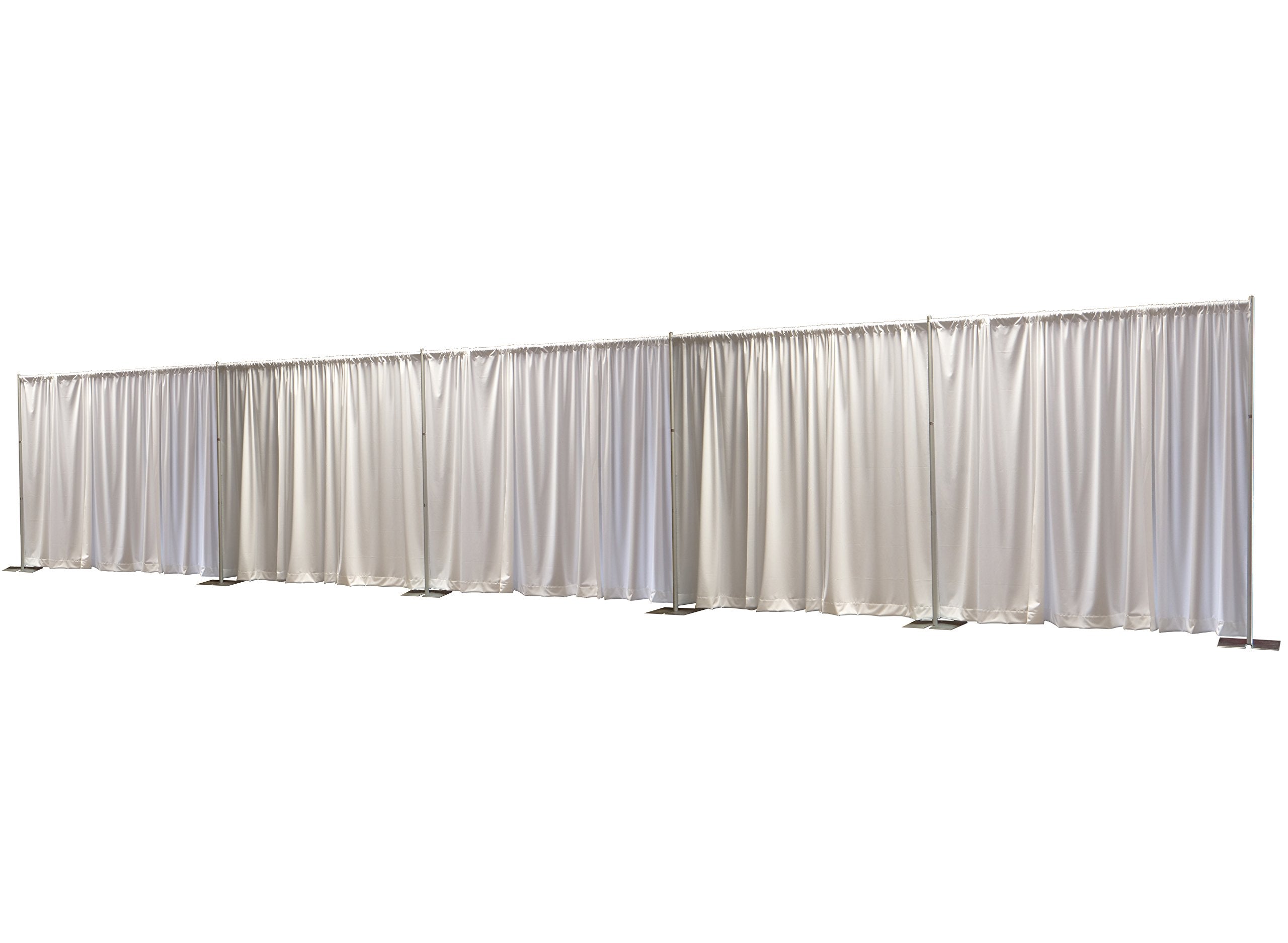 OnlineEEI 8 Foot Tall Fixed Height Collapsible Pipe and Drape Backdrop Kit 8ft x 50ft (White Drapes) (BBD9990850CDPR000)