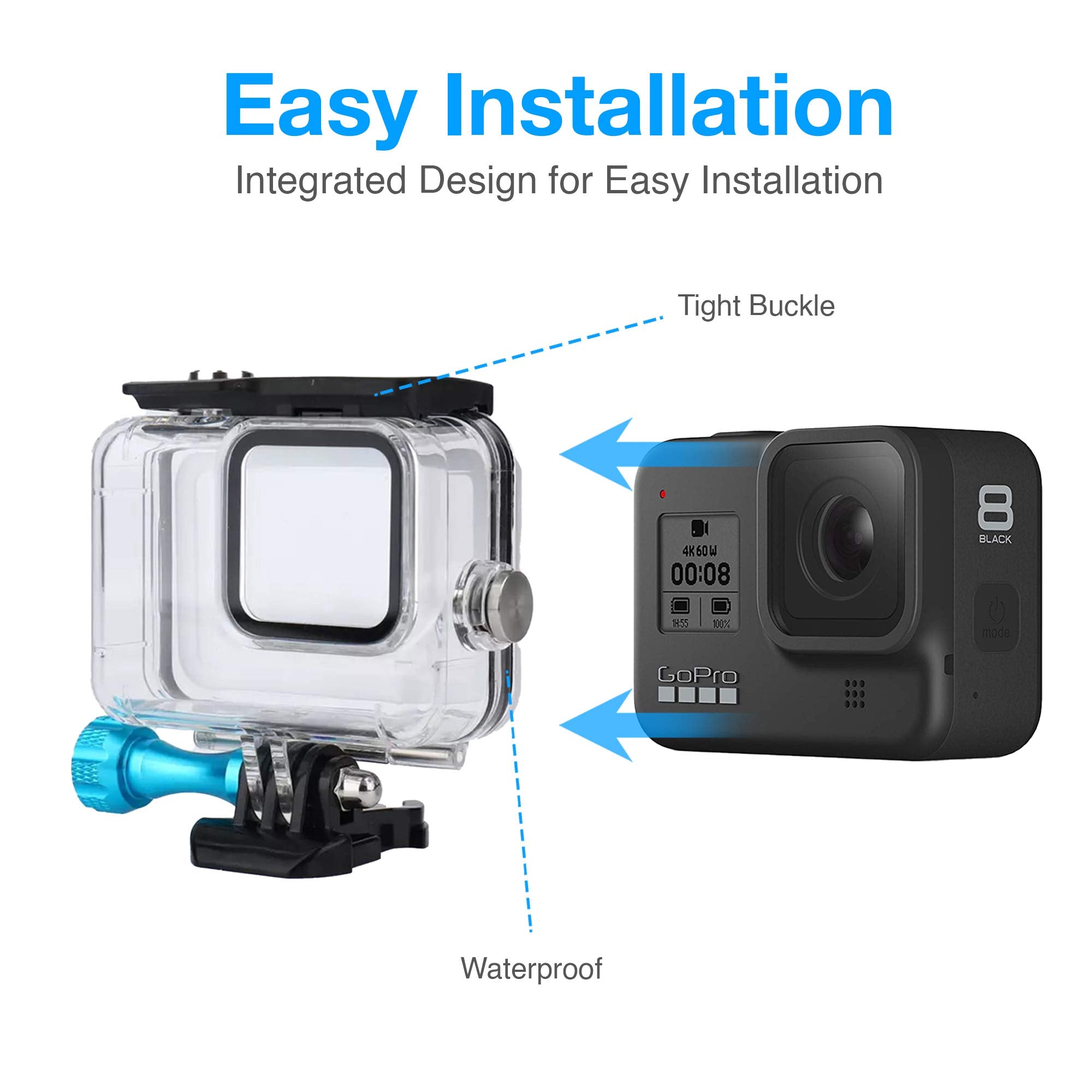 Mipremium Waterproof Housing Case For Gopro Hero 8 Black. Underwater Protective Diving Shell Cage Mount Accessories With Alumini