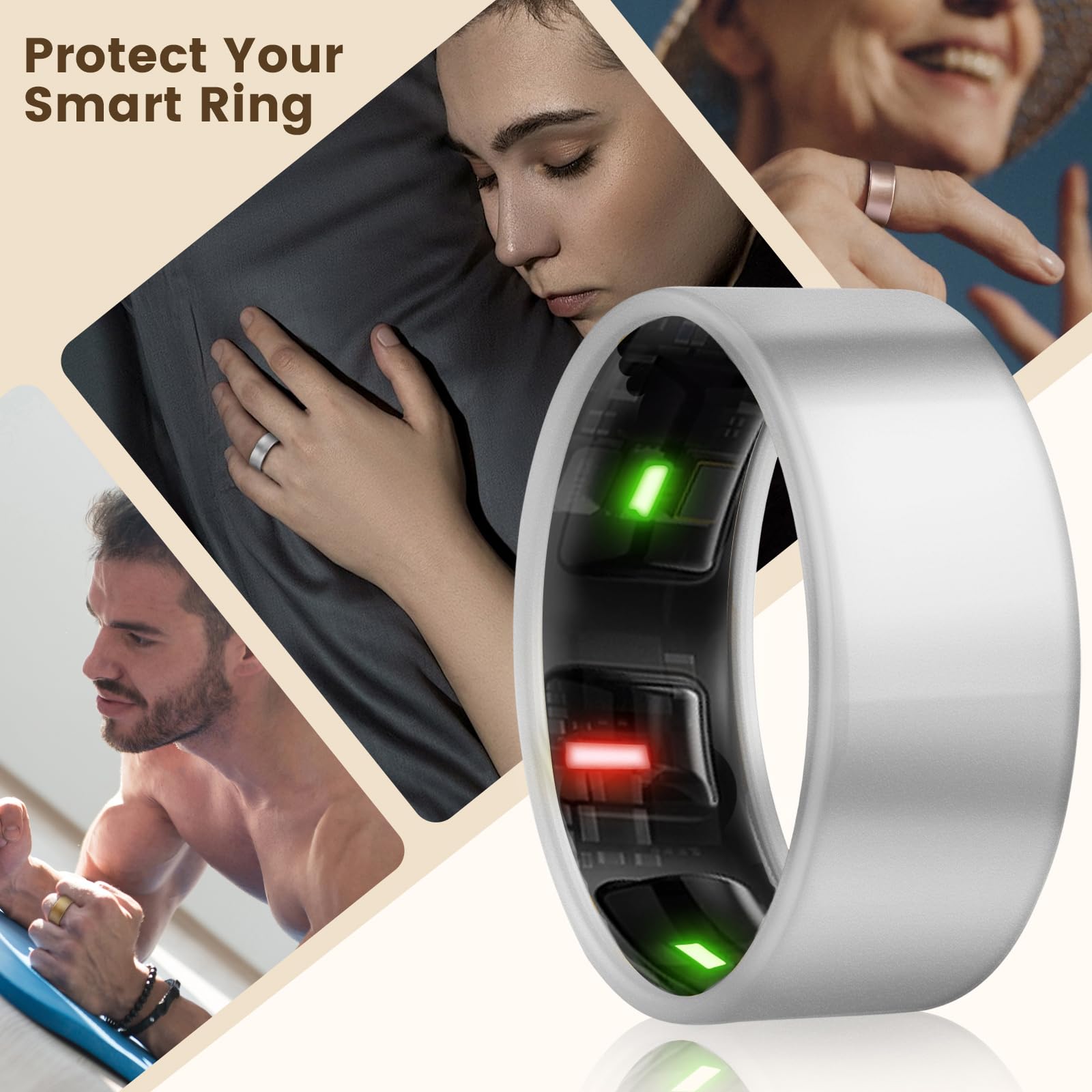 NewJourney Oura Ring Gen 4/3 Cover - TPU Anti-Scratch Protector, Size 8, Gold+Silver, Ideal for Workouts