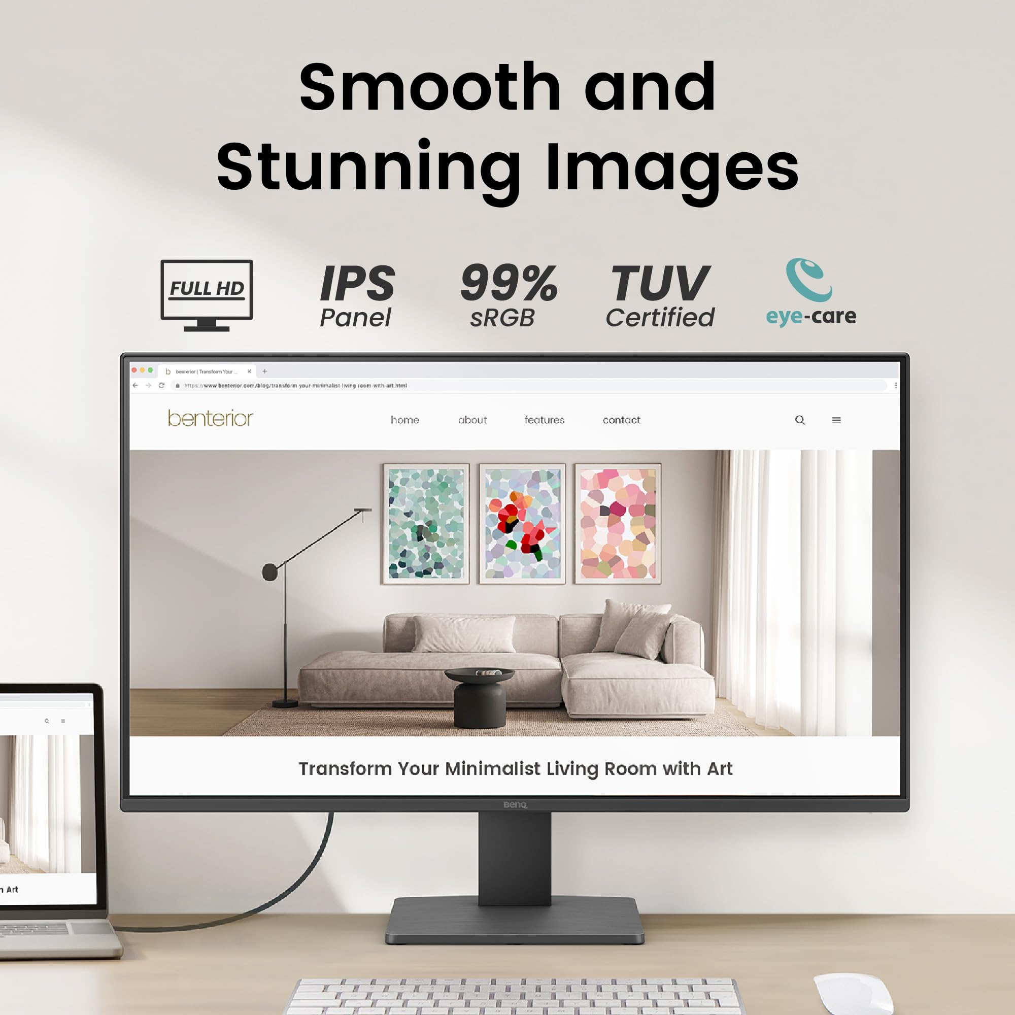 Benq Gw2791 27    1080P Fhd 100Hz Ips Eye Care Monitor, Hdmi, Displayport, 1080X1920, Ultra Slim Bezel, Tuv Certified, Flicker F