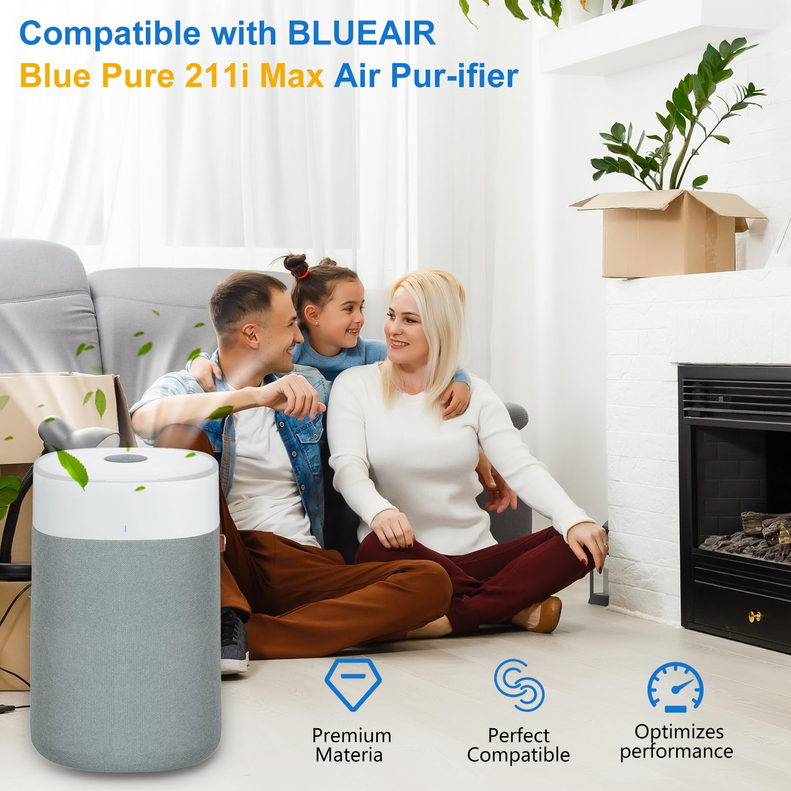 211I Max Replacement Filter Compatible With Blue Pure 211I Max Air Purifier. Blue Pure F2Max, 3 In 1 H13 Ture Hepa And High Effi