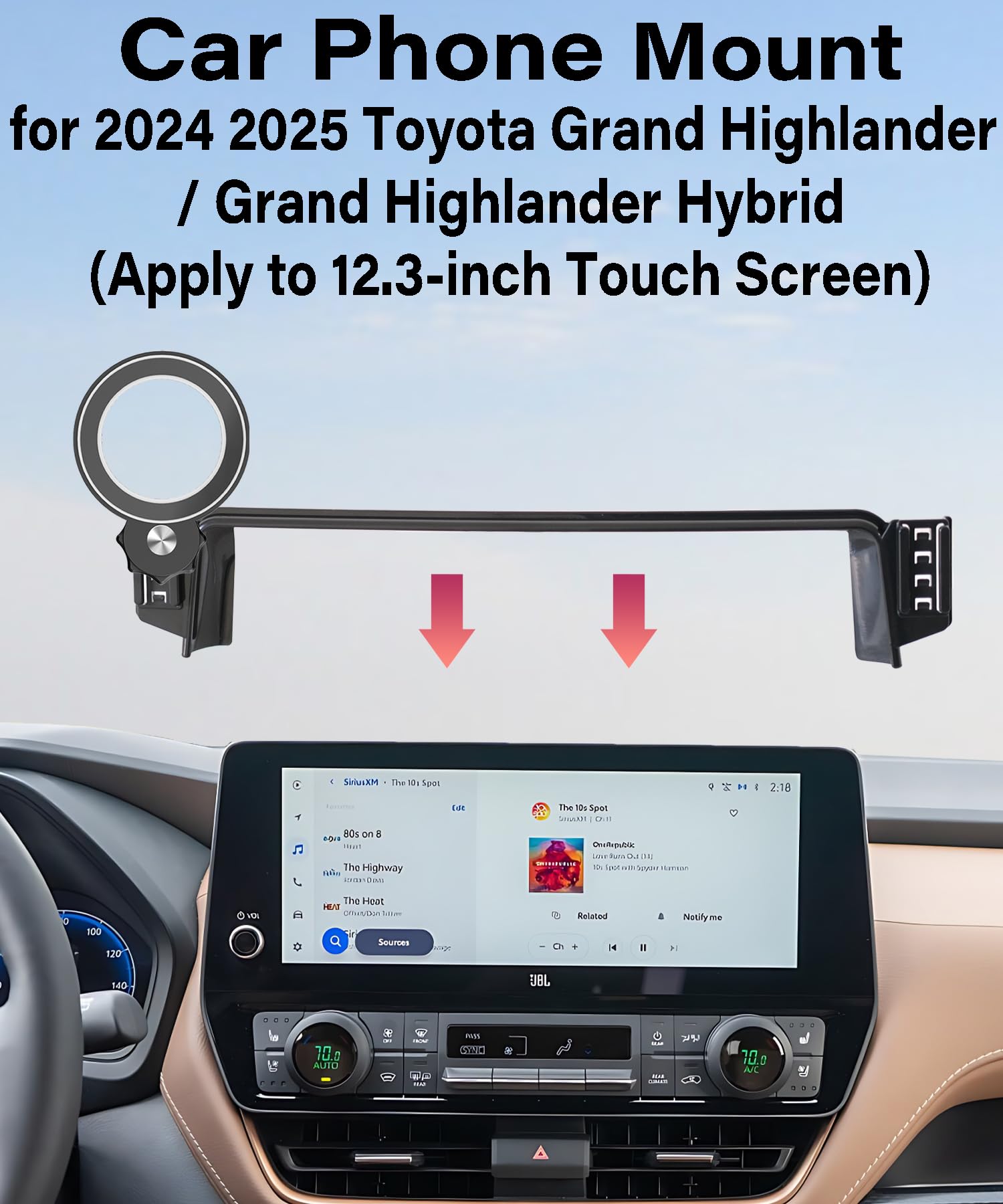 Abeeygeomarn Car Phone Holder For Toyota Grand Highlander/Grand Highlander Hybrid 2024 2025 Accessories Apply To 12.3 Inch Scree