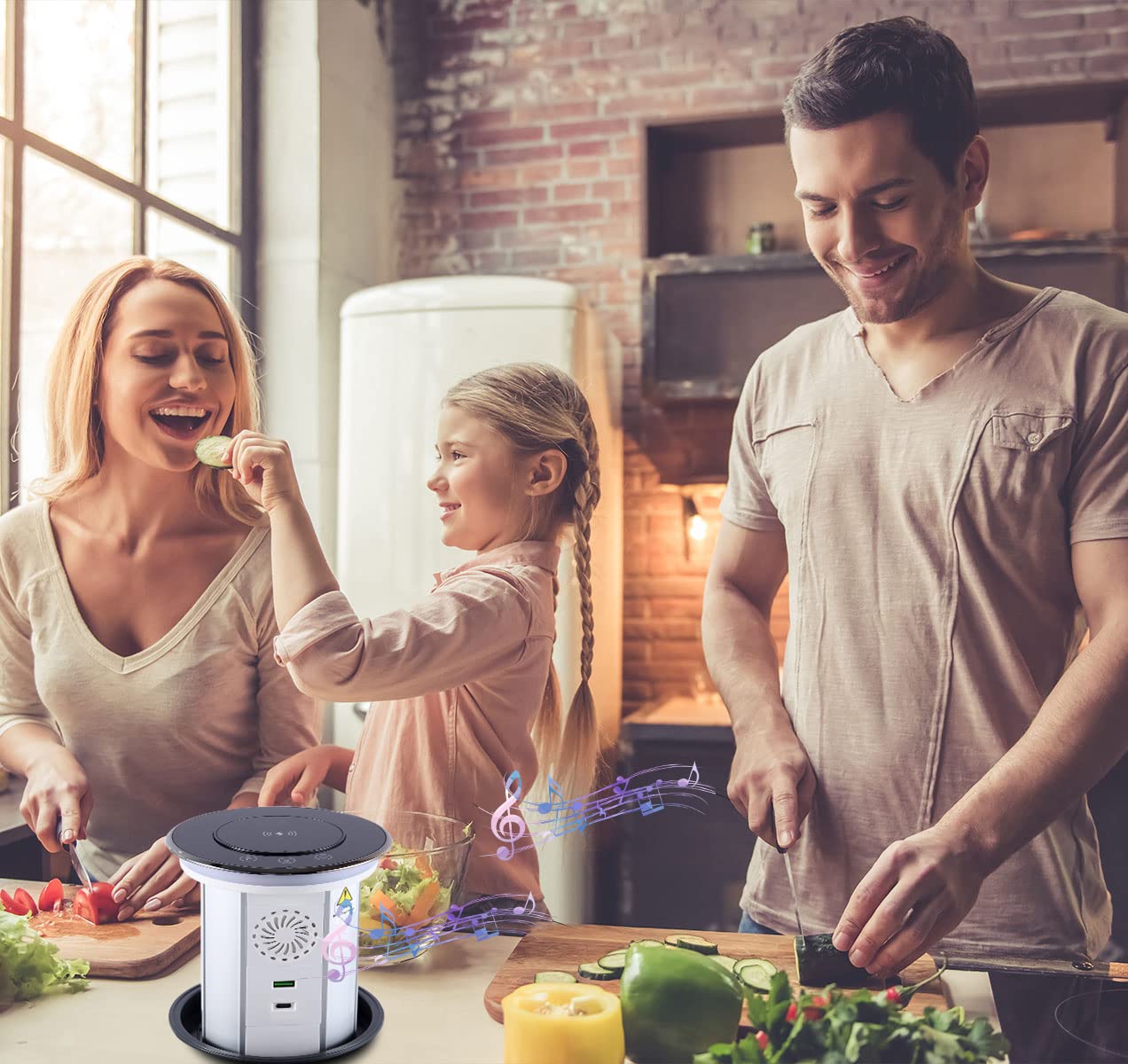 Redcomets Pop Up Outlet For Countertop With Mobile App Remote Control, 4.9''Space Saver Recessed Outlet With 3 Outlets,2 Usb Por