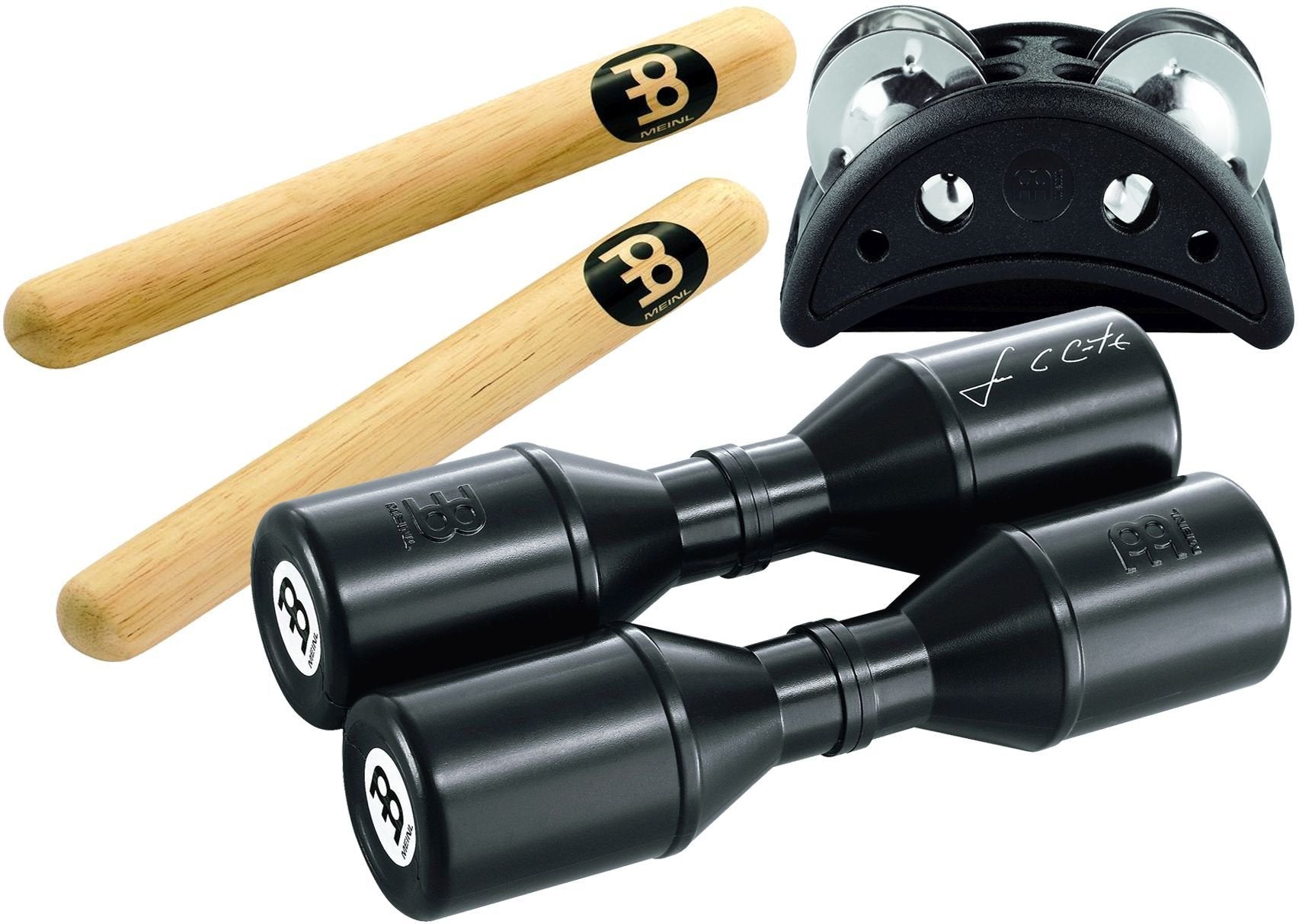 Meinl Percussion PP1 Perc Pack with Luis Conte Shaker, Classic Hardwood Claves and Compact Foot Tambourine