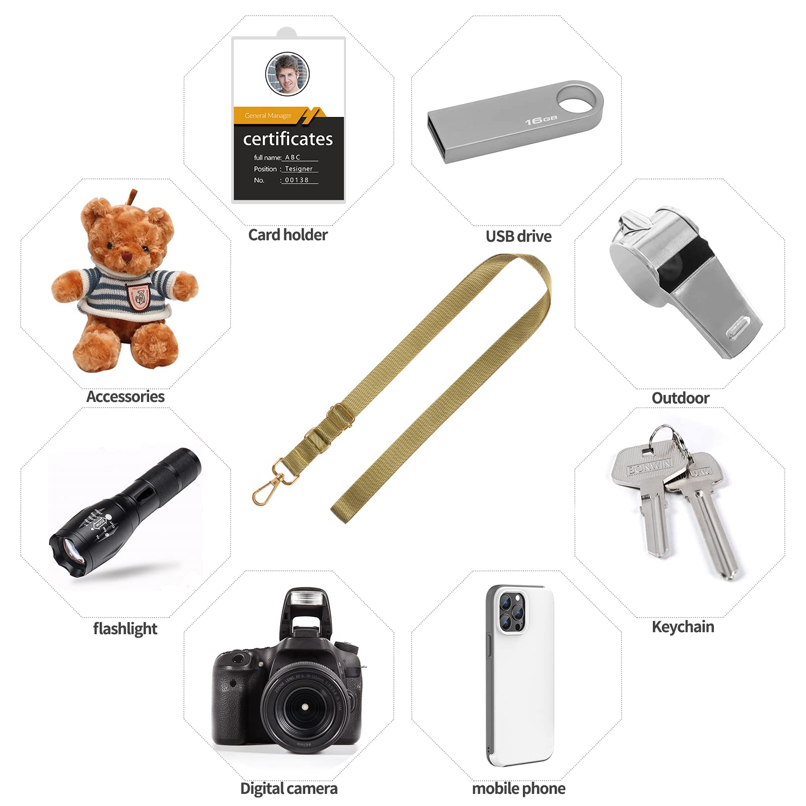 Zafolia Cell Phone Lanyard, Universal Crossbody Lanyards Adjustable Shoulder Neck Strap With Wrist Lanyard, 2 Key Rings, 2 Phone