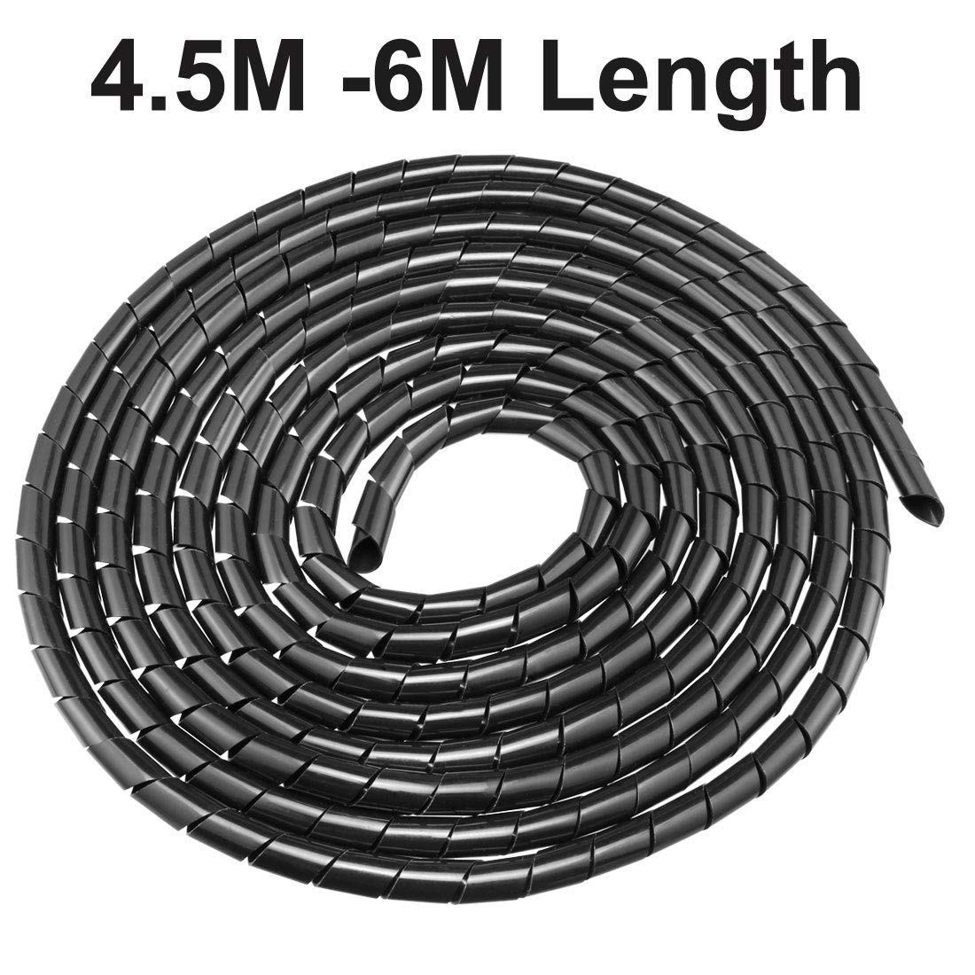 Uxcell Spiral Cable Wrap Wire Cord Wraps 9/16 Inch X 15Ft Black Pe Polyethylene Flexible Tubing For Computer Wire