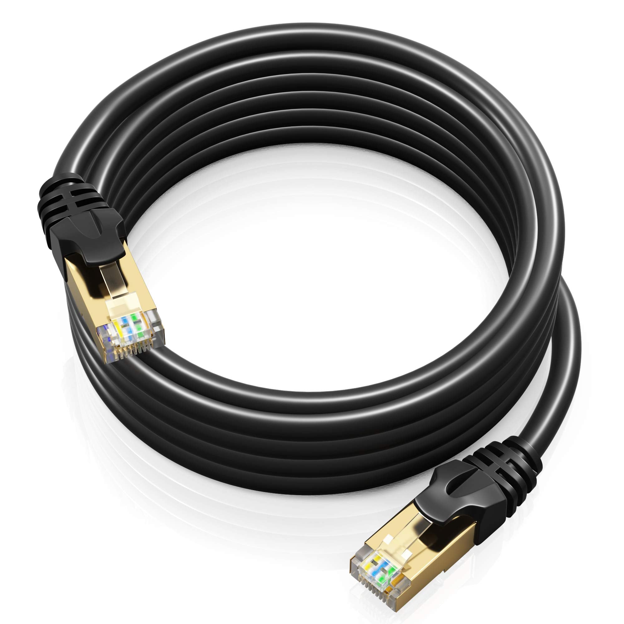 Cat 7 Ethernet Cable 10 Ft   High Speed Internet & Network Lan Patch Cable, Rj45 Connectors   10Ft / Black   Perfect For Gaming, Streaming, And More