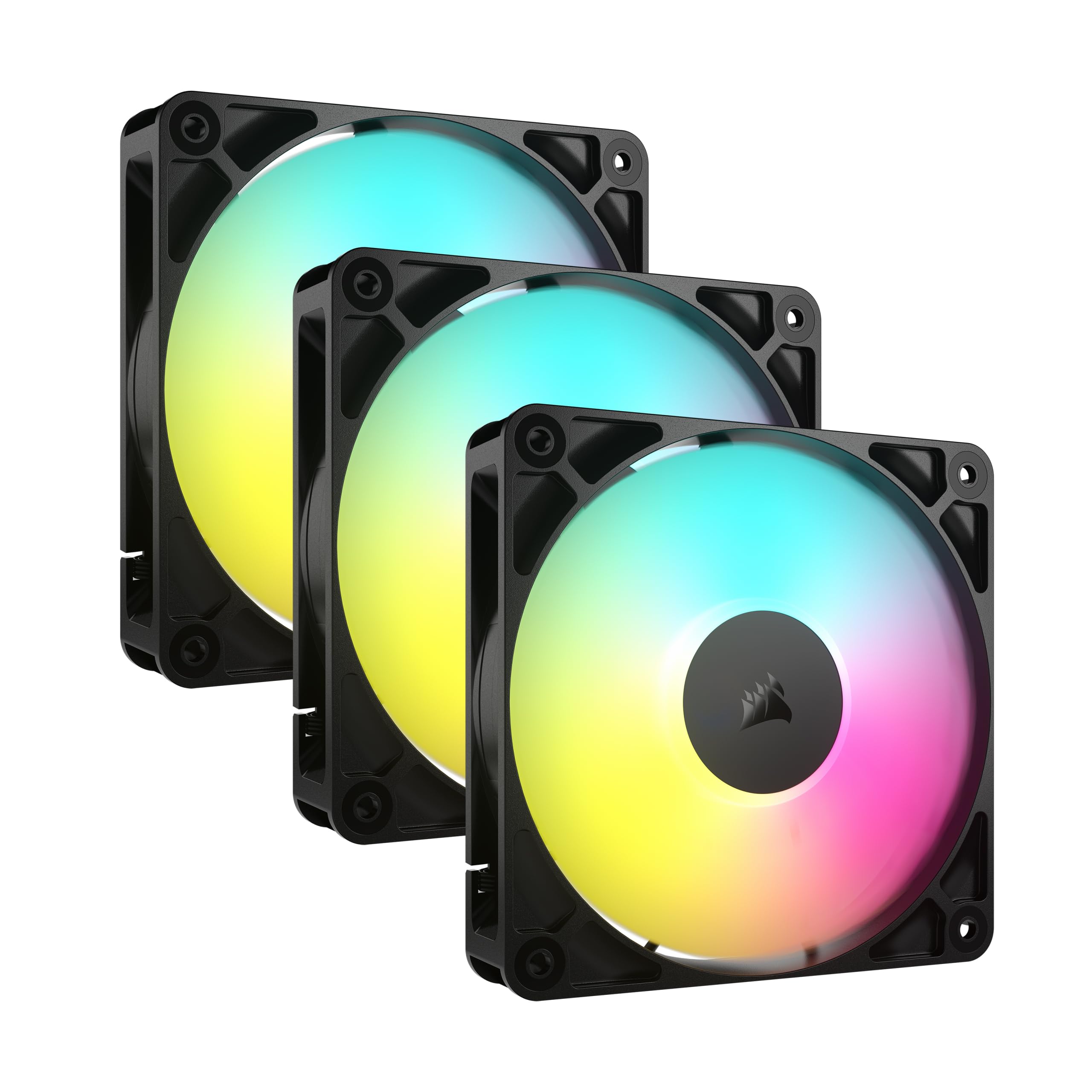 CORSAIR RS120 ARGB 120mm PWM Fans - Daisy-Chain Connection - Low-Noise - Magnetic Dome Bearing - Triple Pack - Black