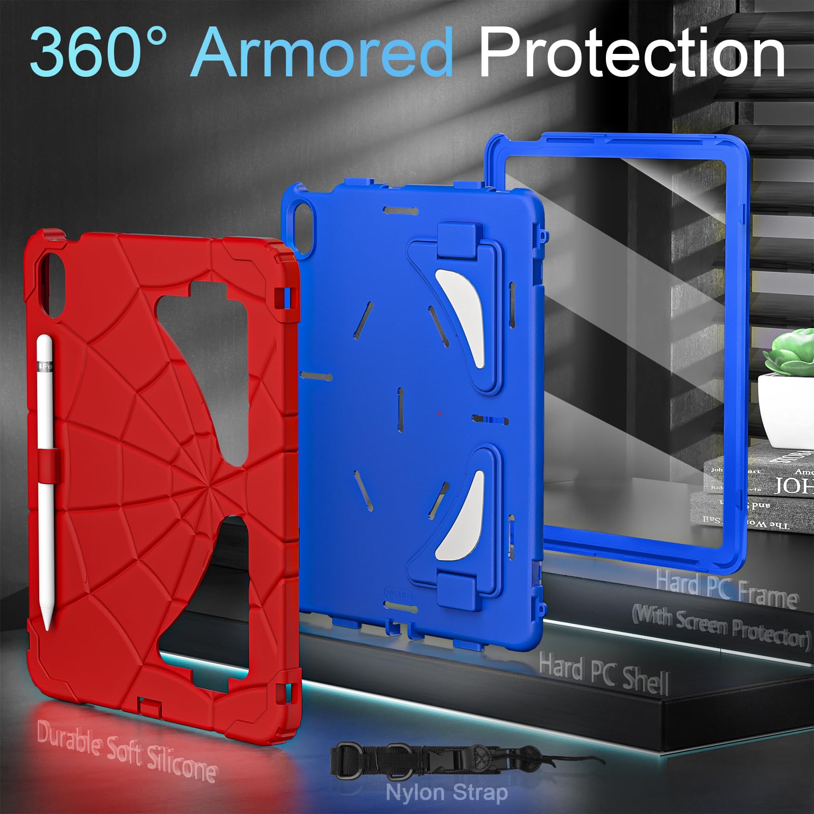 Auizotl Case For Ipad 10Th Generation 10.9 Inch,Kids Friendly Ipad Case 10Th Generation With Screen Protector Shoulder Strap Pen