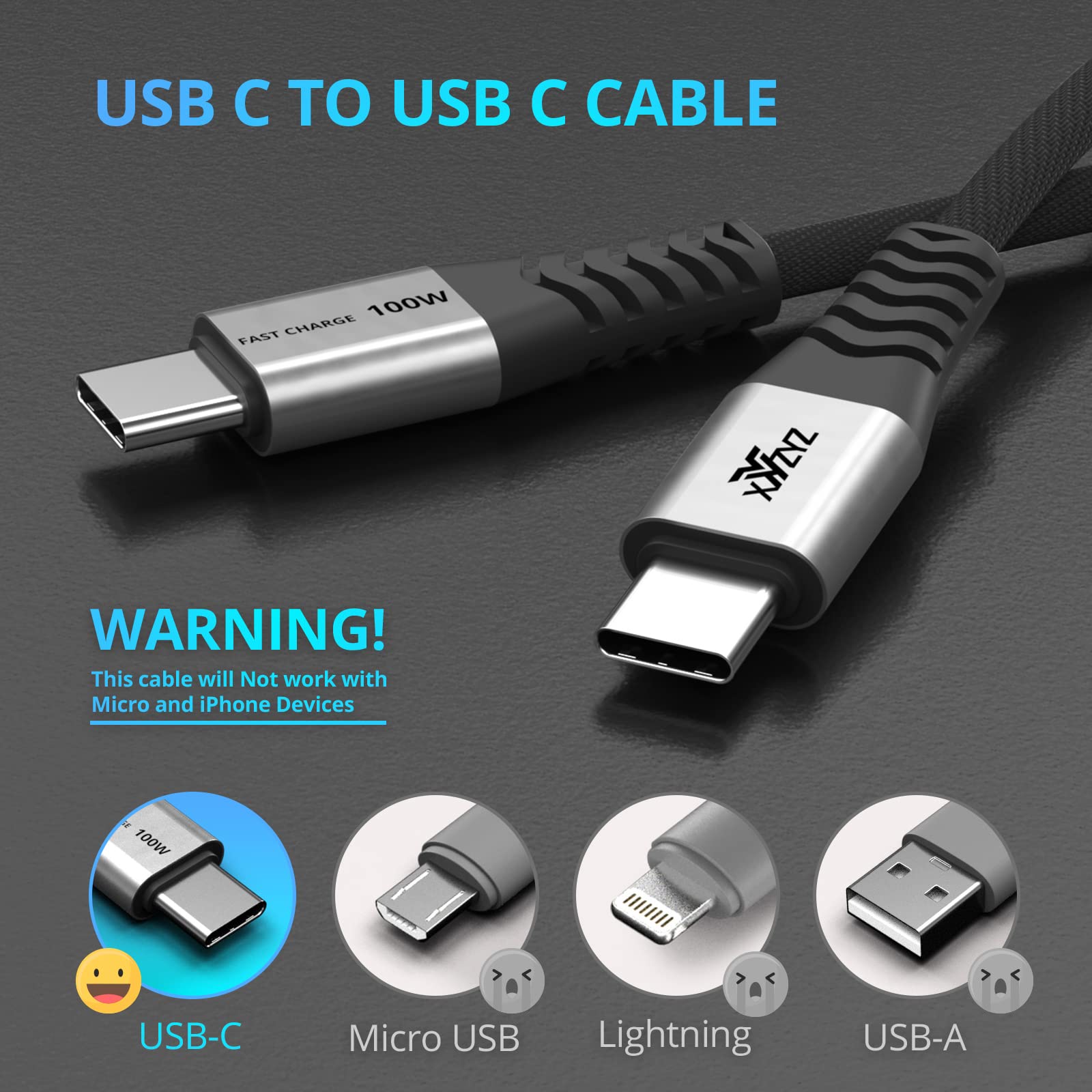 Xyyzyz Usb C To Usb C Cable 100W Us Bc To Usb C Fast Charging Cable Nylon Braided Type C To Type C Cable Compatible With Iphone