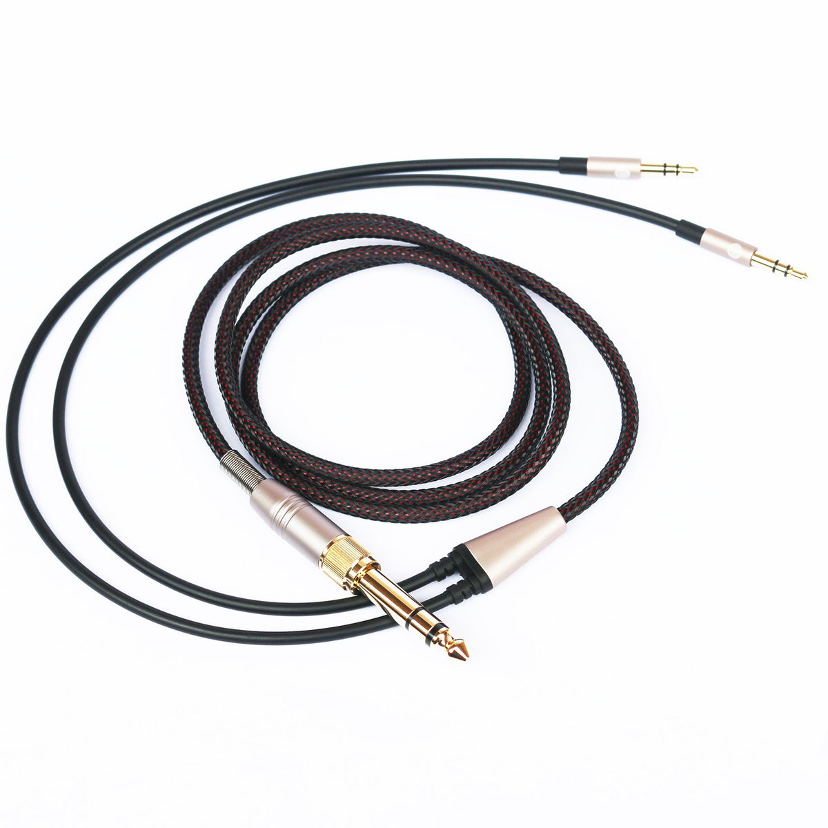 NewFantasia Replacement Cable for Beyerdynamic T1 2nd Generation / T5p Second Generation Headphones 3.5mm Male and 6.35mm Adapter to 2X 3.5mm Jack Male Audio HiFi Cord 1.5m/4.9ft