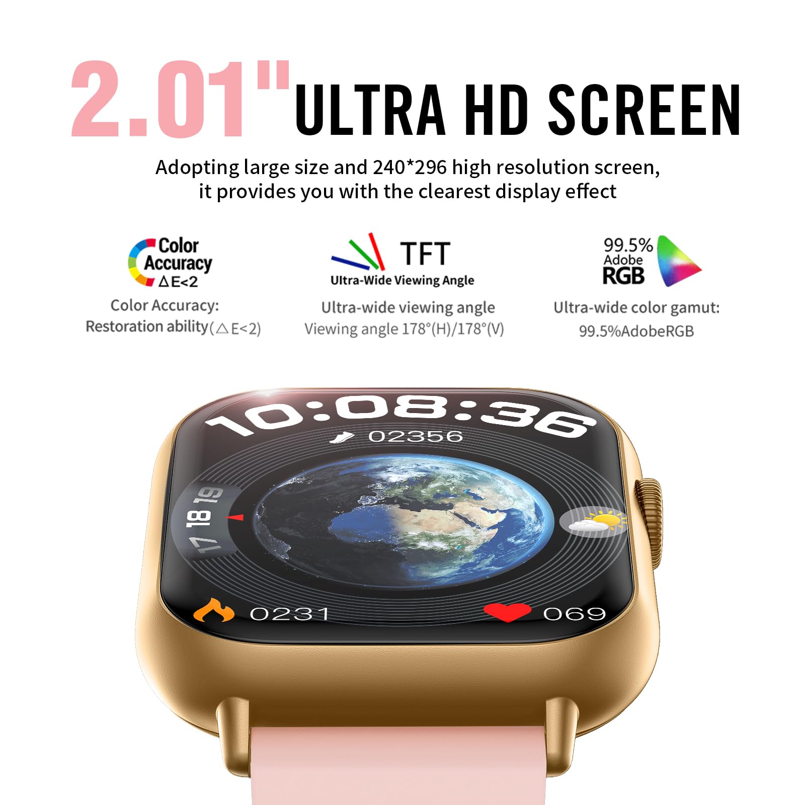 Smart Watches For Men Women (Answer/Make Call), 2.01 Hd Screen Fitness Tracker Watch With Blood Pressure/Heart Rate/Sleep Monito