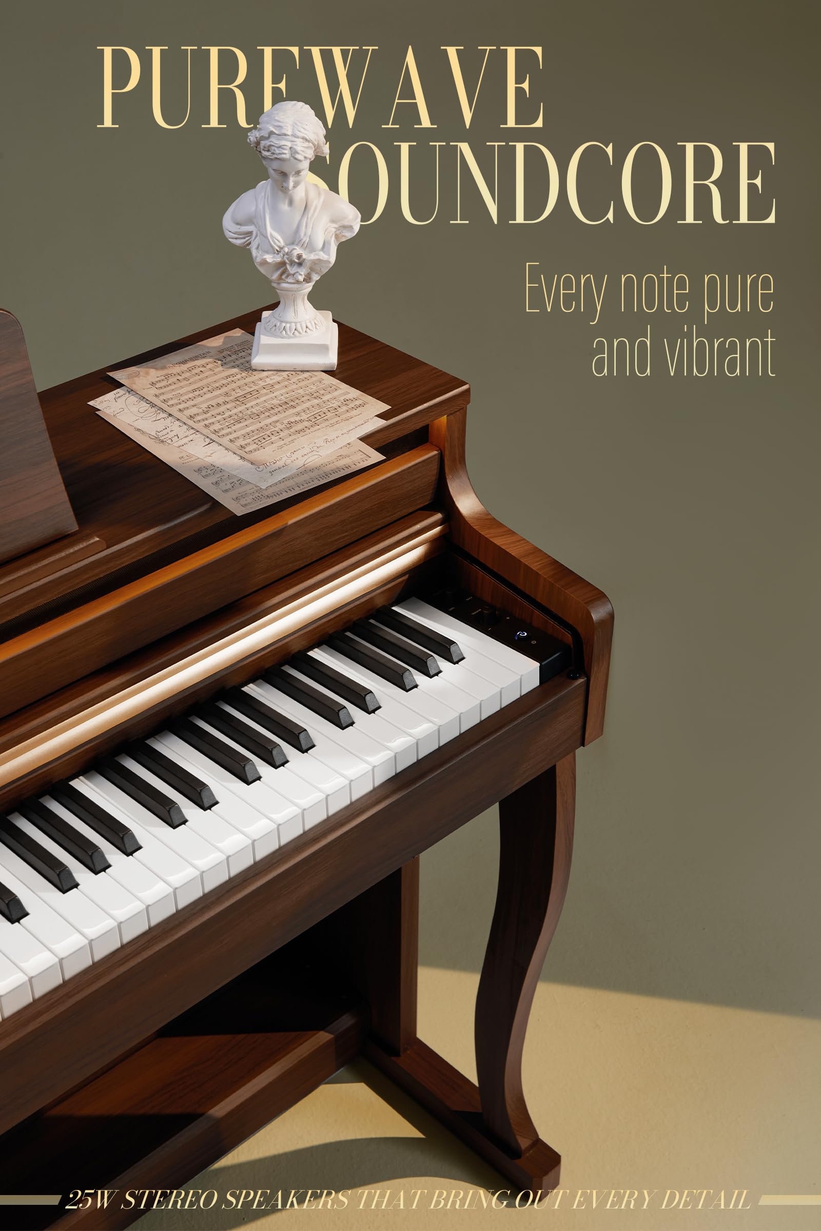 Aklot Upright Digital Piano Keyboard: 88-Key Graded Hammer Action Weighted Keyboard With Ambient Light, Triple Pedal, Usb-Midi,