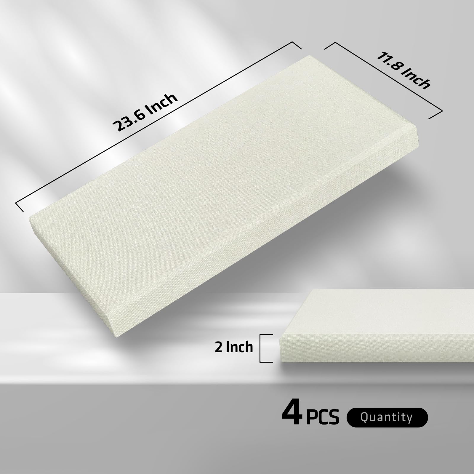 Umiacoustics 4 Pcs Acoustic Wall Panels, 2 Thick 23.6'' X 11.8'' Fiberglass Recording Studio Acoustical Treatments Panels, Self