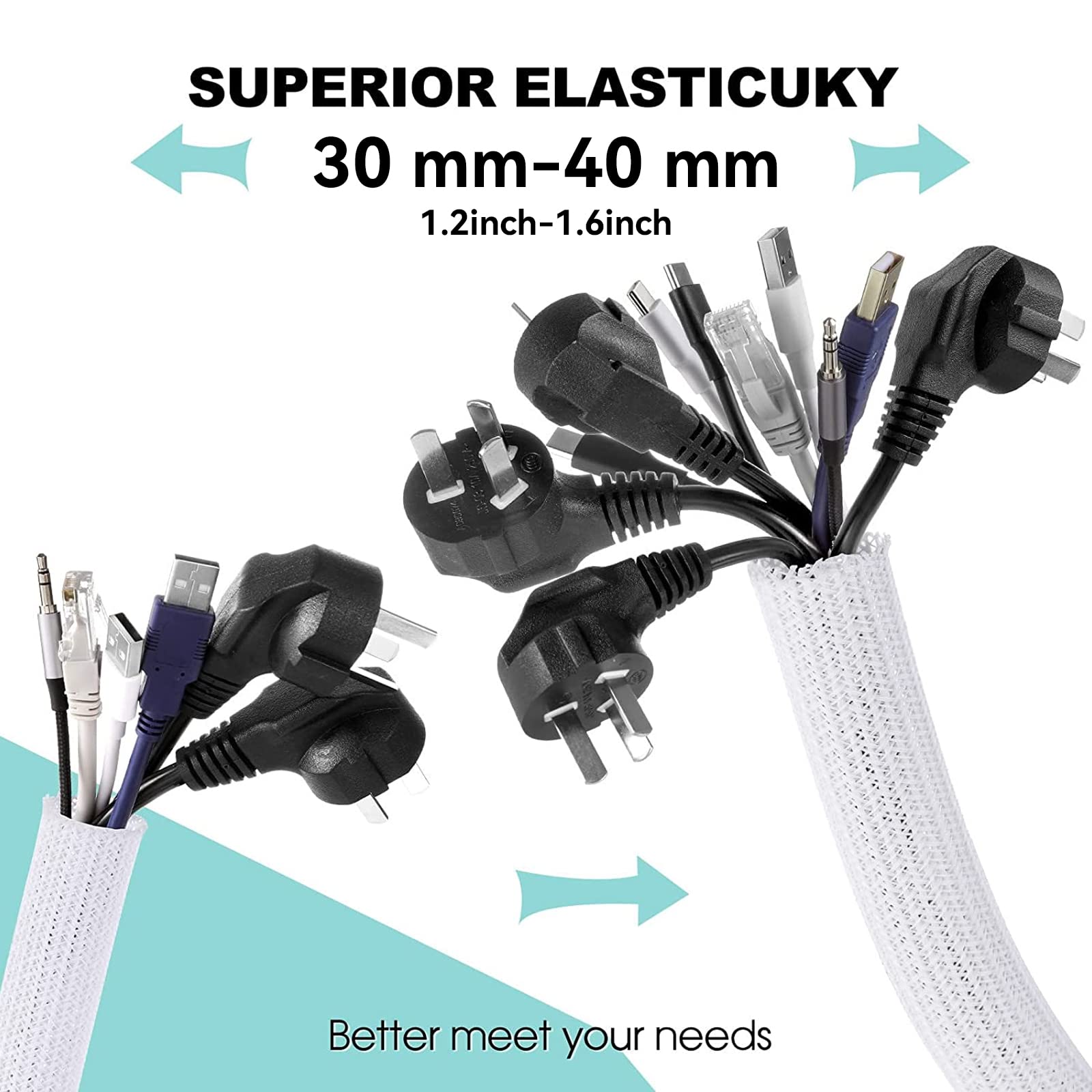 Agptek Cable Management Sleeve Cover, 2Pack 5Ft   1.6 Inch Cord Management Wire Organizer Under Desk, Home Office Computer Wire