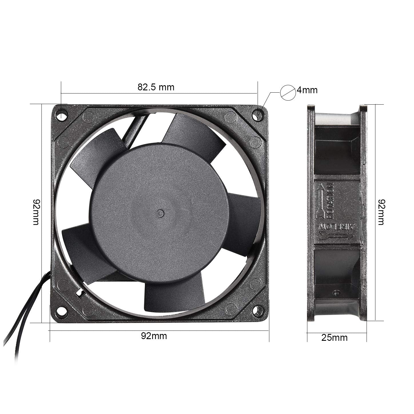 Uxcell Cooling Fan 92Mm X 92Mm X 25Mm Sf9225At Ac 110V/120V 0.14A Dual Ball Bearings