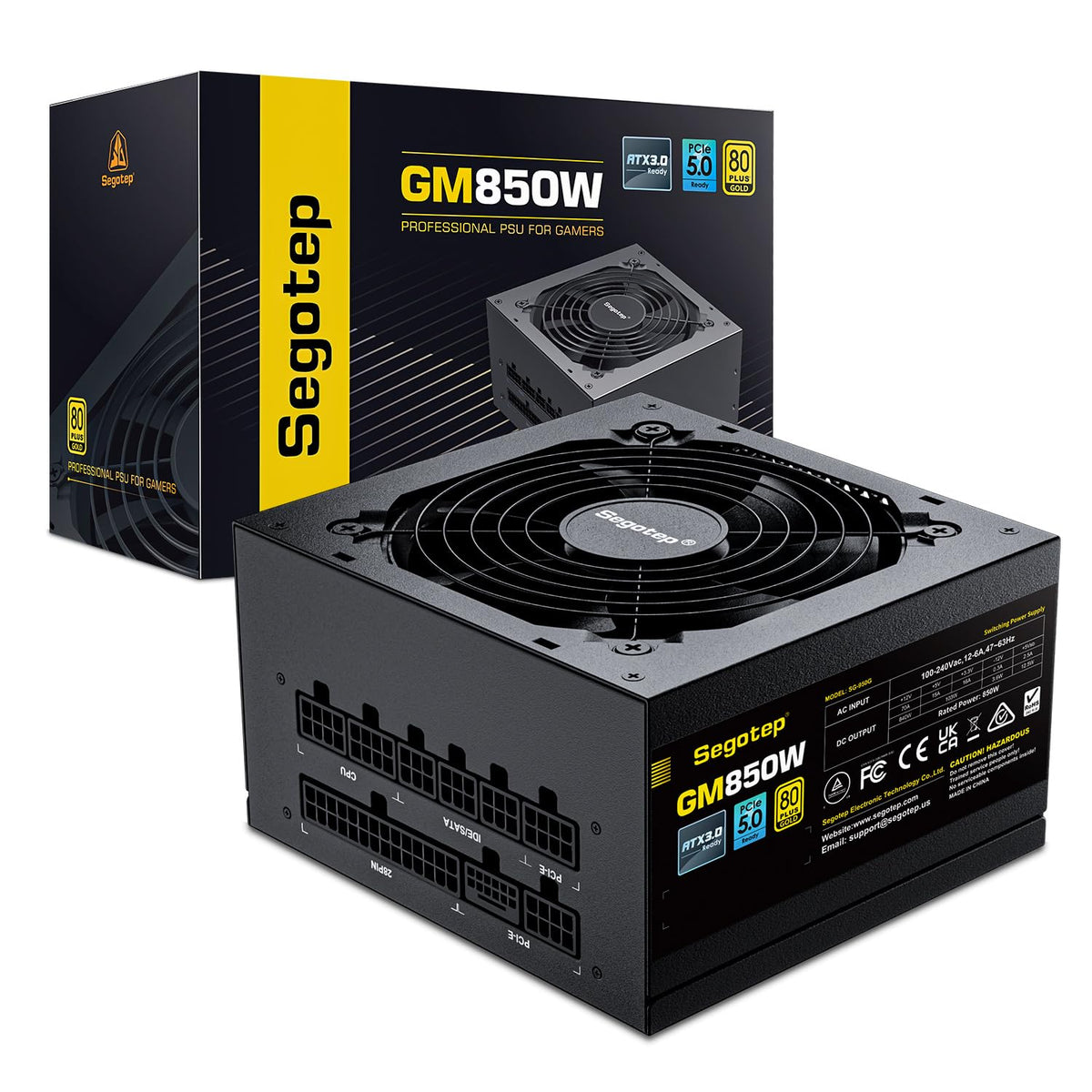 Segotep Gm850 Power Supply 850W, Pcie 5.0 & Atx 3.0 Full Modular 80 Plus Gold Certified Gaming Psu For Nvidia Rtx 20/30/40 Serie