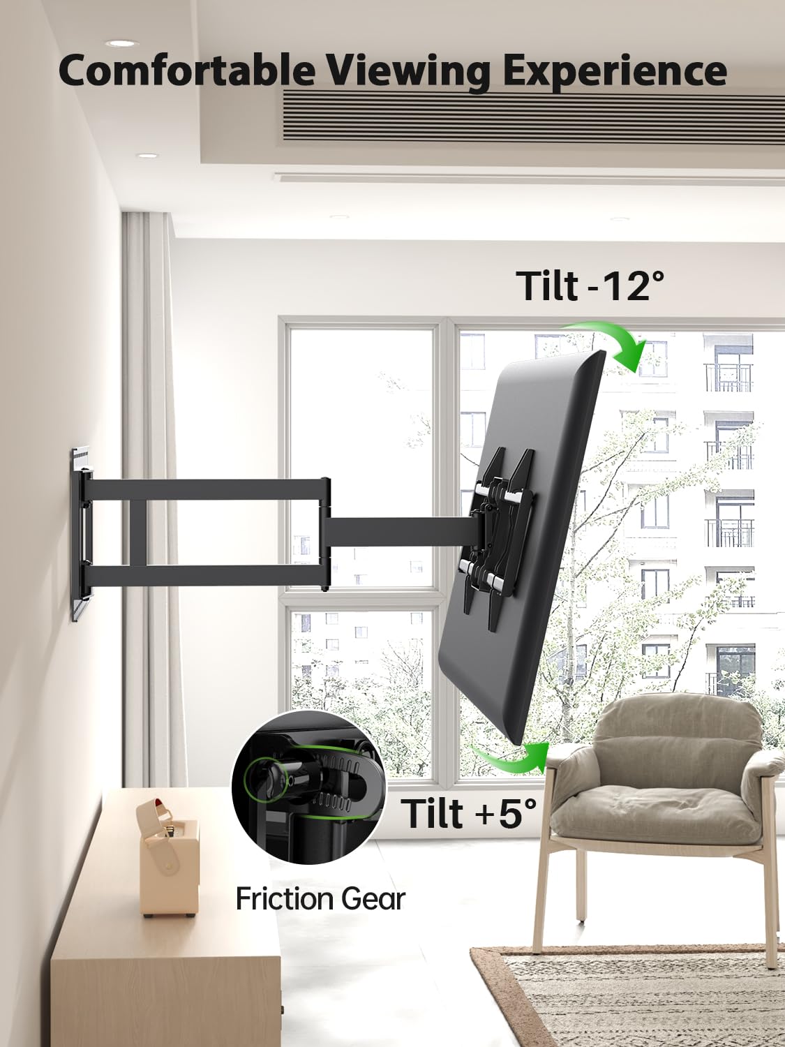 USX MOUNT Heavy Duty Long Arm TV Wall Mount for 42-95 Inch TVs, Swivel & Tilt, VESA 800x400mm, Black, Model XML035
