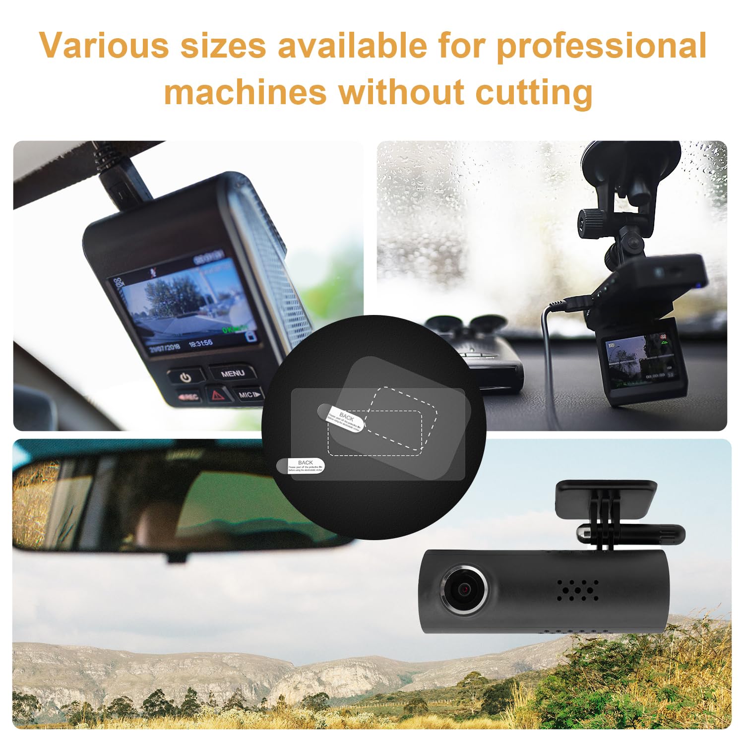 8Pcs Windshield Dashcam Stickers, Transparent Electrostatic Sticker Weatherproof Camera Films, Durable And Reusable Car Windshie