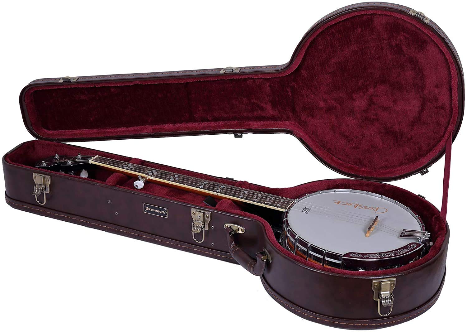 Crossrock CRW600BJBR Wooden Case for 5-String Resonator Banjo, Vintage Brown