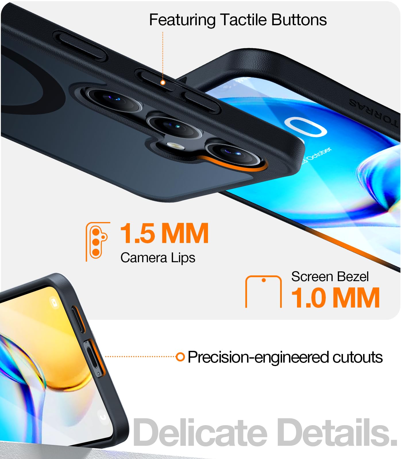 Torras Strong Magnetic & Seamless Stand For Samsung Galaxy S24 Case For Magsafe, 12Ft Mil Grade Drop Protection, Adjustable Kick