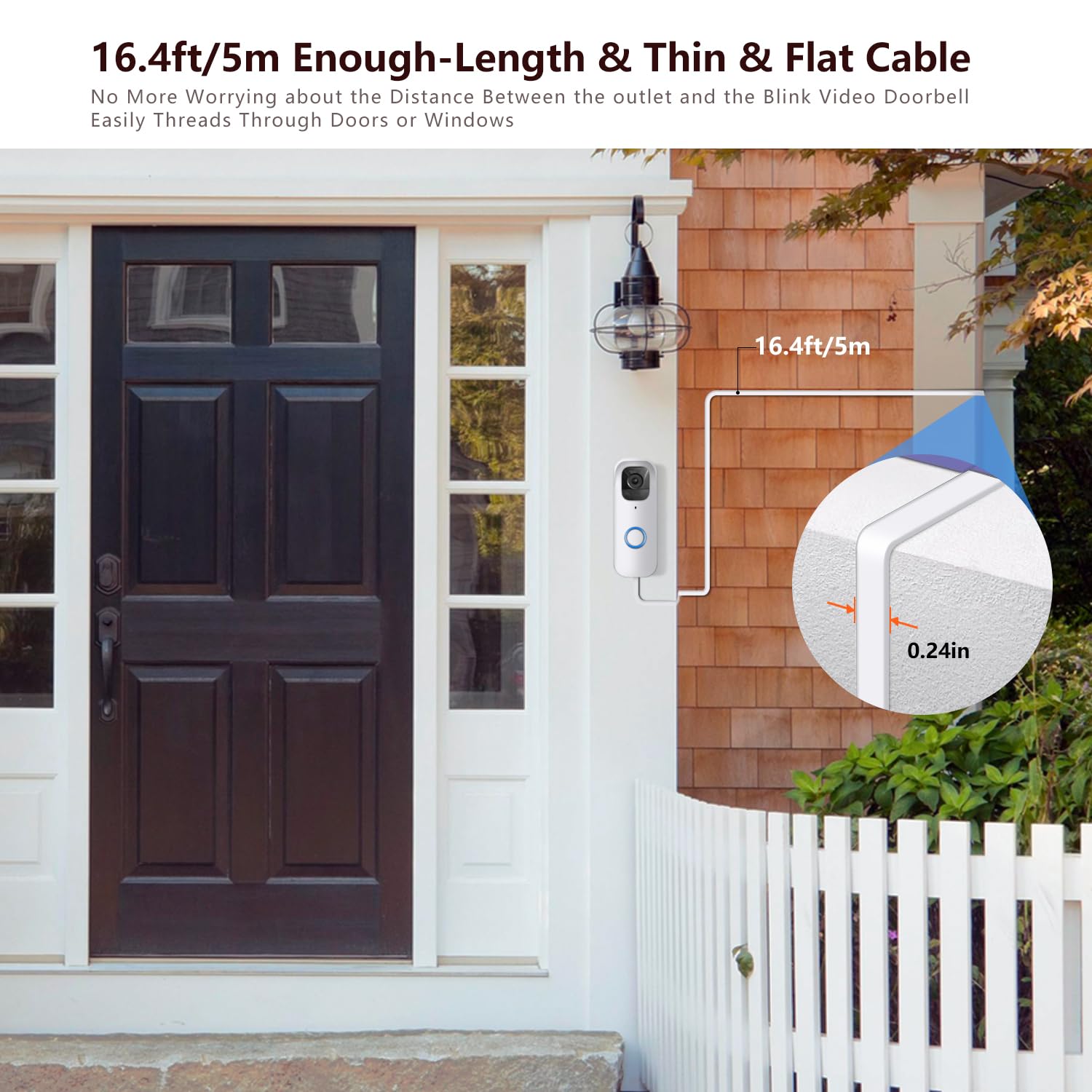 Power Cable With Adapter For Blink Video Doorbell (Replace Battery), Doorbell Transformer With 16.4Ft/5M Weatherproof Cable, Cha