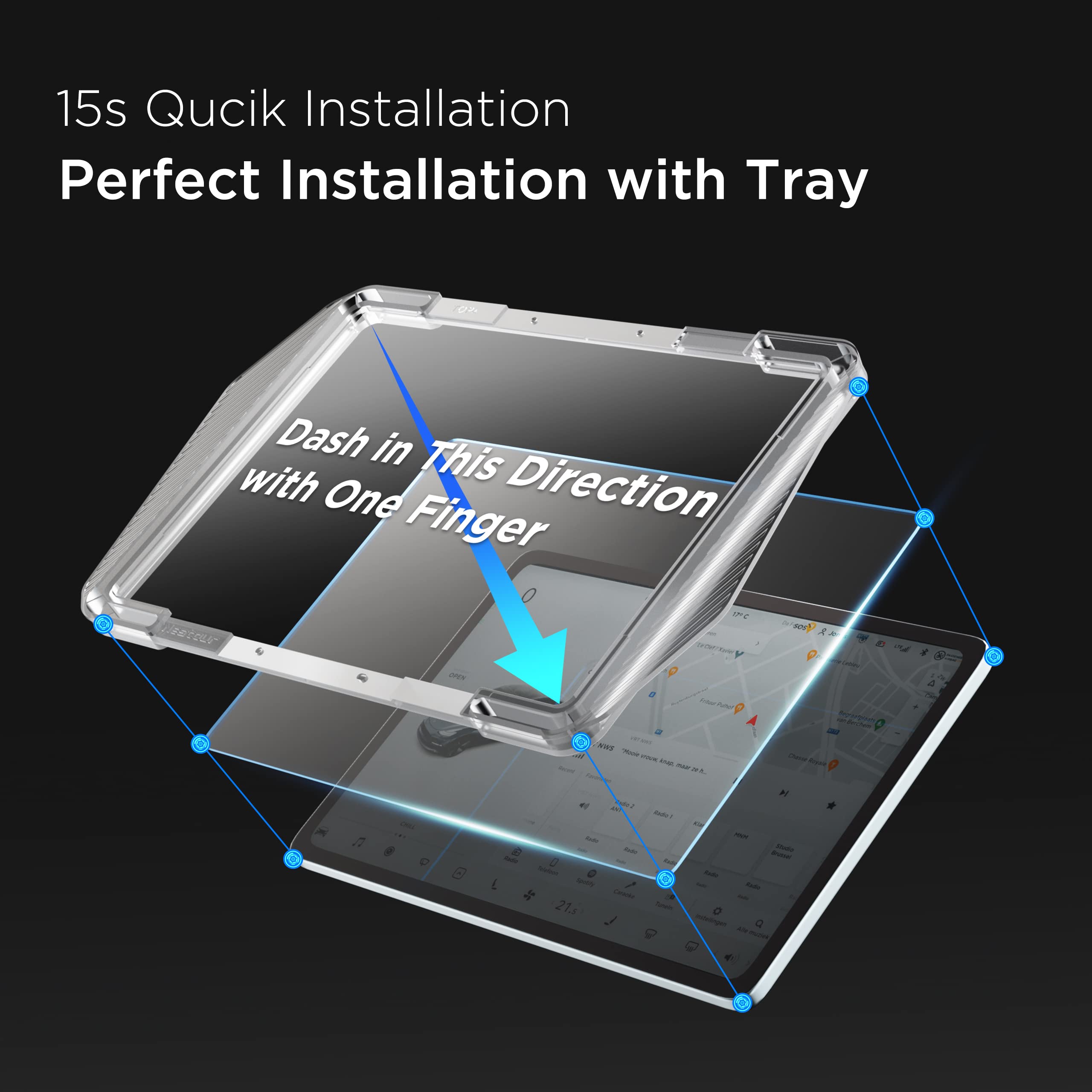 Nestour Tesla Model 3 Model Y Screen Protector Alignment Kit 15 Center Control Touch Screen Protector Tempered Glass Tesla Acces
