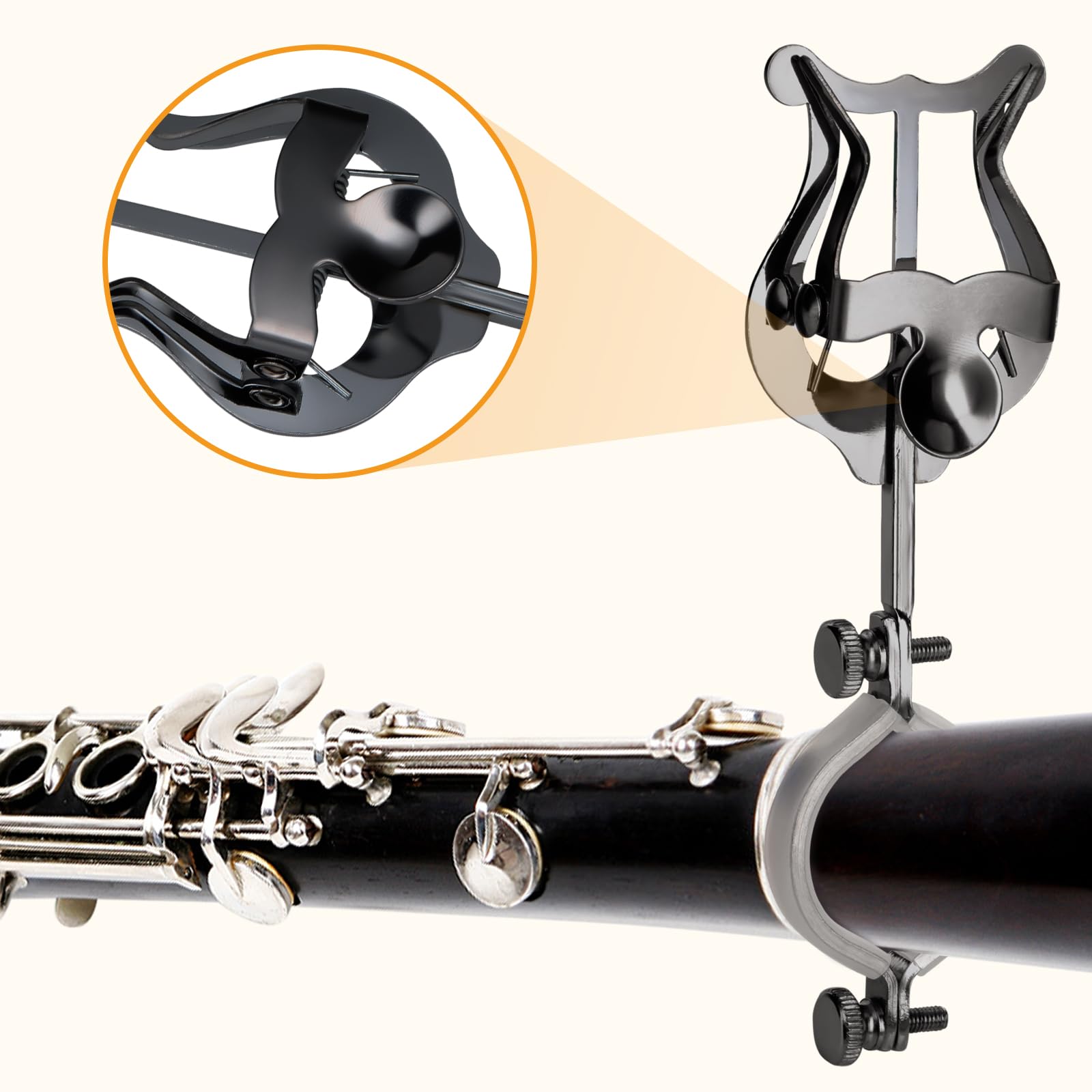 Clarinet Lyre,2 Pack Black Clarinet Lyre Holder For Marching Band,6.02Inch Clarinet Oboe Sheet Music Clip And Flip Folder,Genera