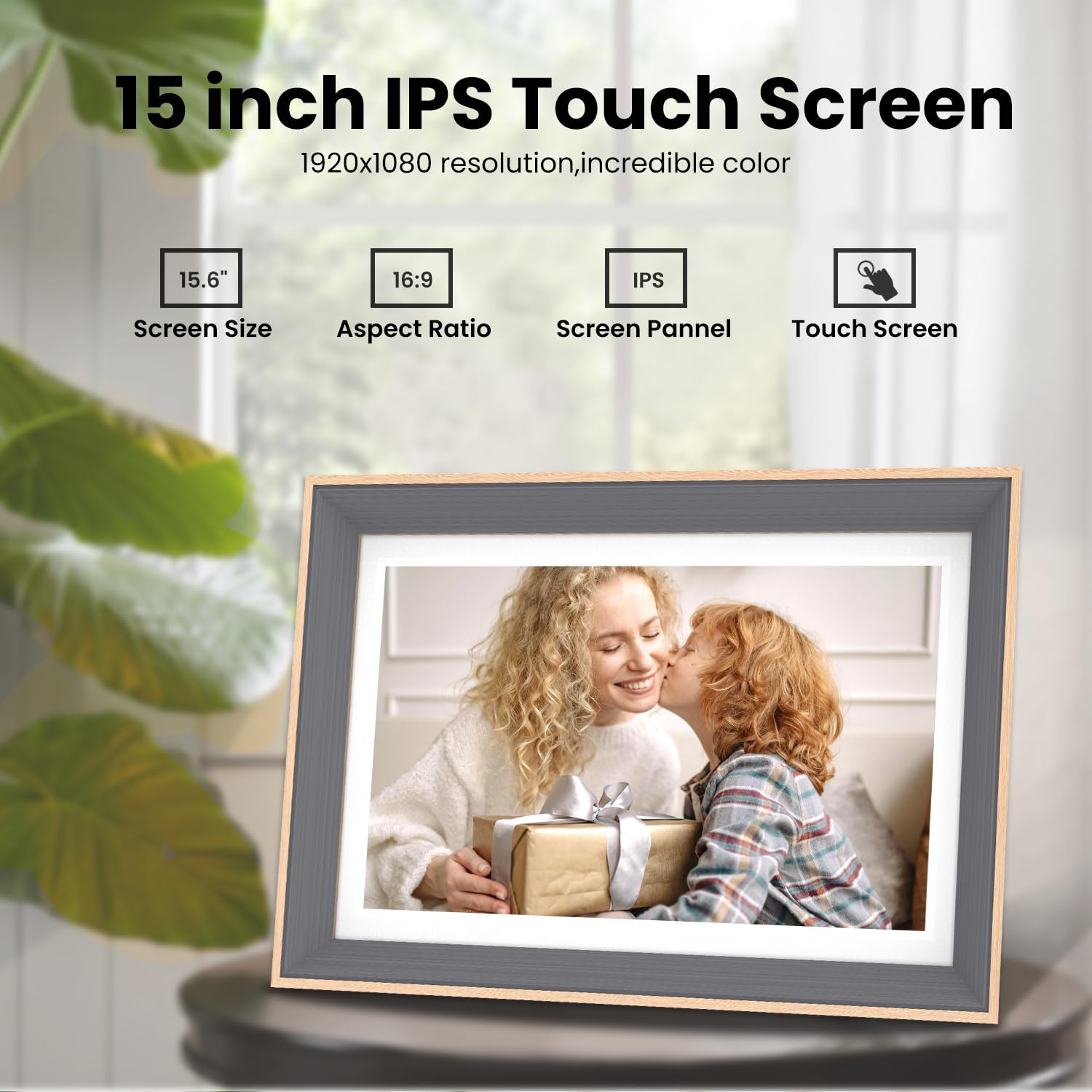 Frameo Digital Picture Frame  15.6Inch Digital Photo Frame With 1920 * 1080 Ips Touch Screen Fhd Disply,Built In 32Gb Storage,Wa