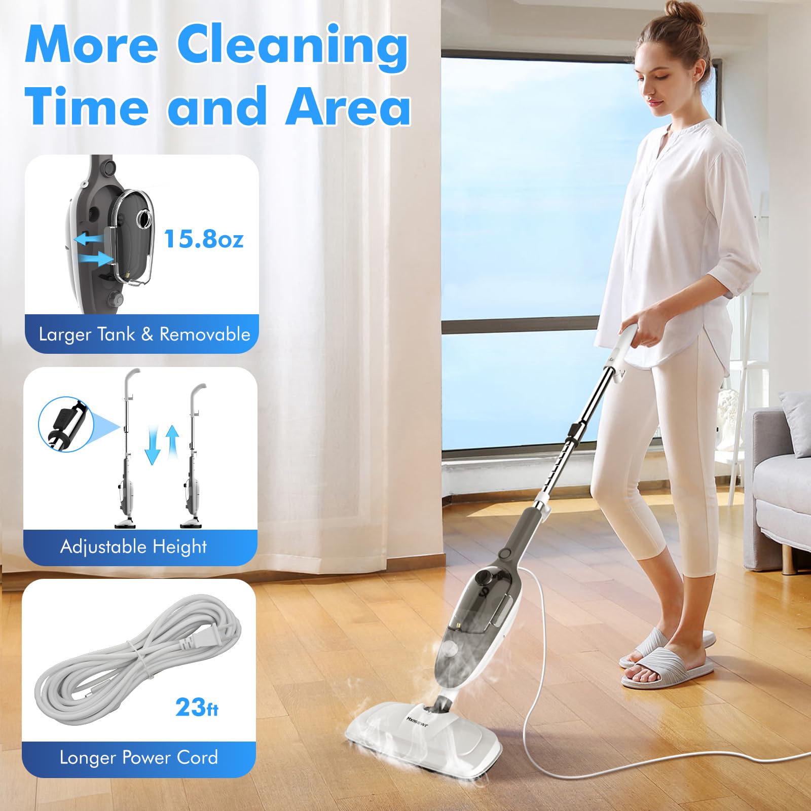 Steam Mop   All In One Powerful Handheld Steam Cleaner Detachable Floor Steamer With 11 Accessories, Multipurpose Steamer For Ha
