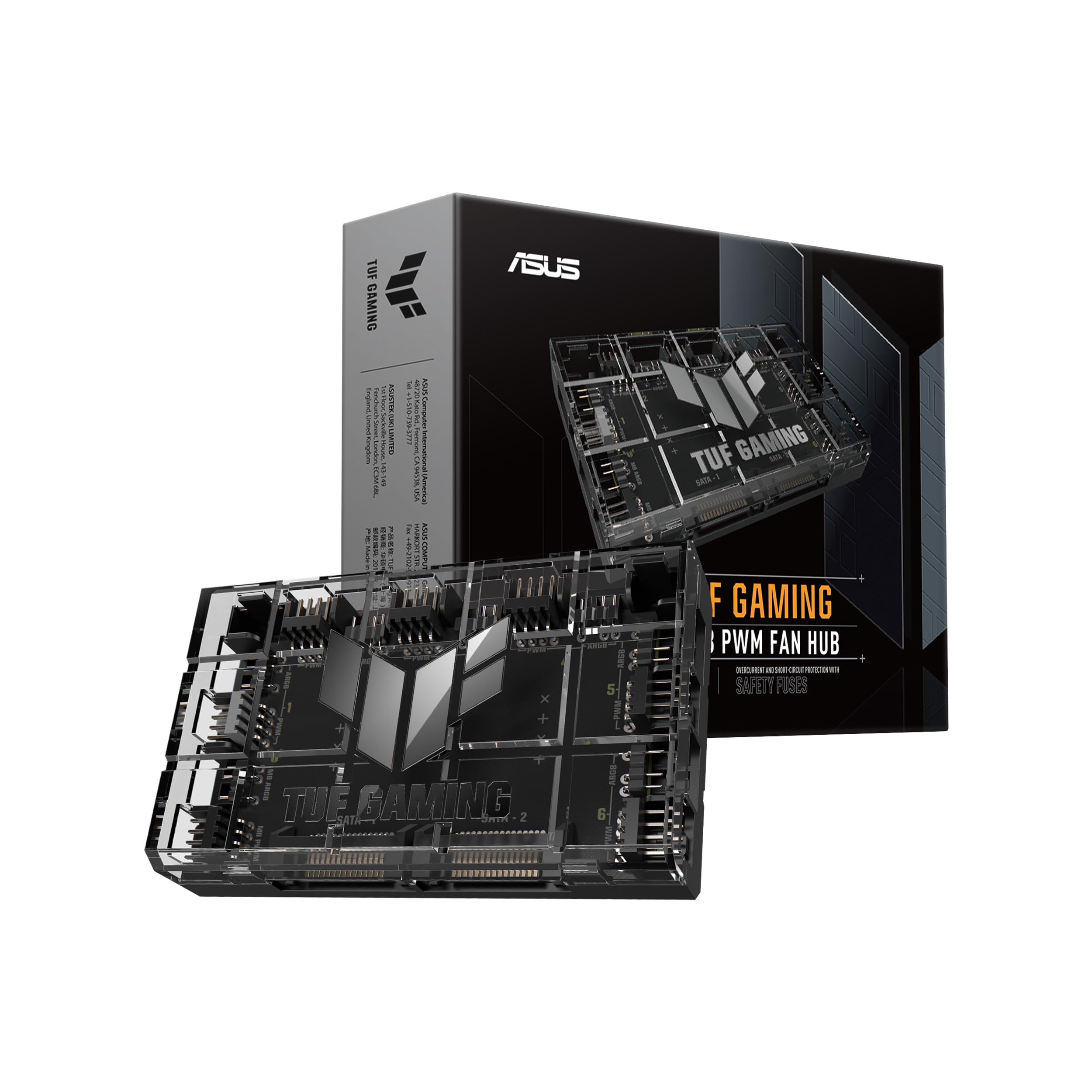 ASUS TUF Gaming ARGB PWM Fan Hub (Connects six case Fans, PWM Fan and RGB Connector, Clear Power and Operation Indicators, Stabl