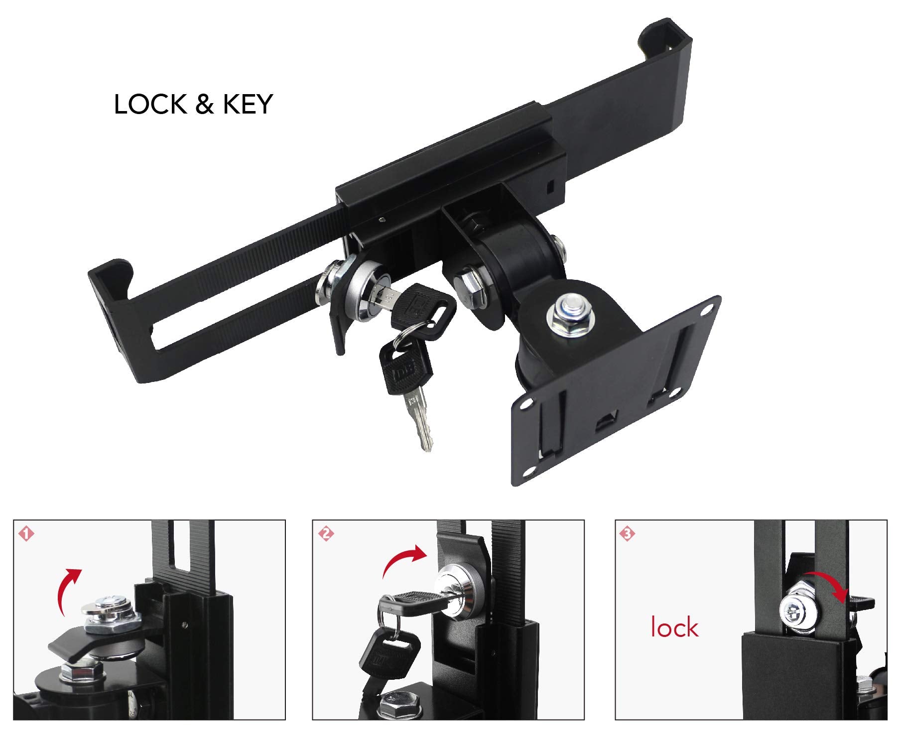 Westruggle Tablet Wall Mount Holder With Lock And Key, Rotate Design Arbitrary Adjustment,Multi Angle,Bracket For Most 8 To 10.4